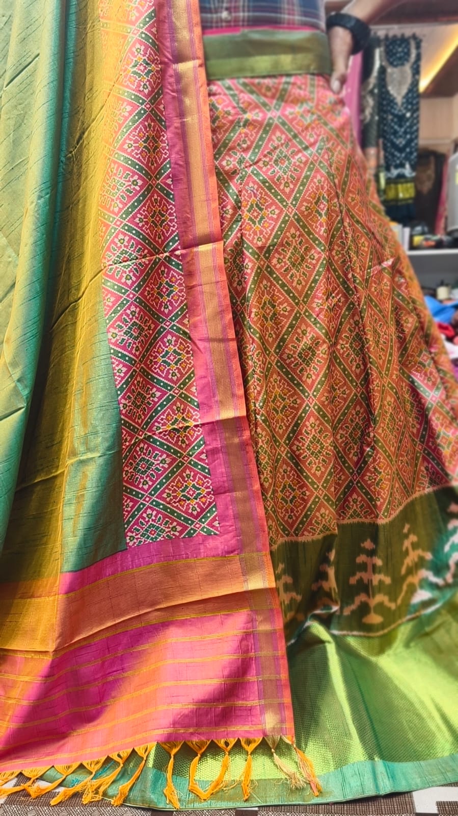 Pure Original Rajkoti Patola Silk Lehenga Choli Set with Dupatta