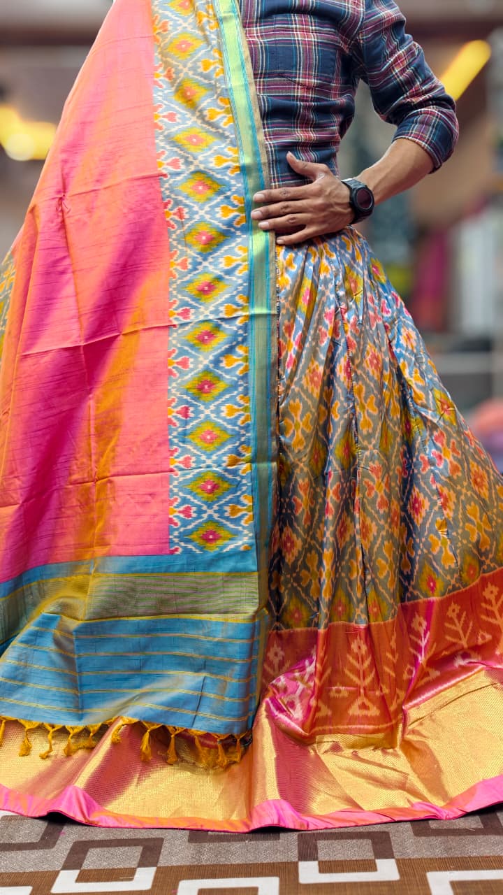 Pure Original Rajkoti Patola Silk Lehenga Choli Set with Dupatta