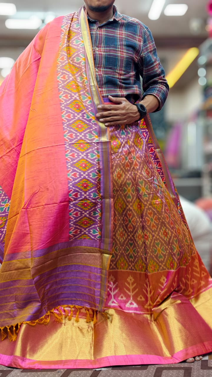 Pure Original Rajkoti Patola Silk Lehenga Choli Set with Dupatta