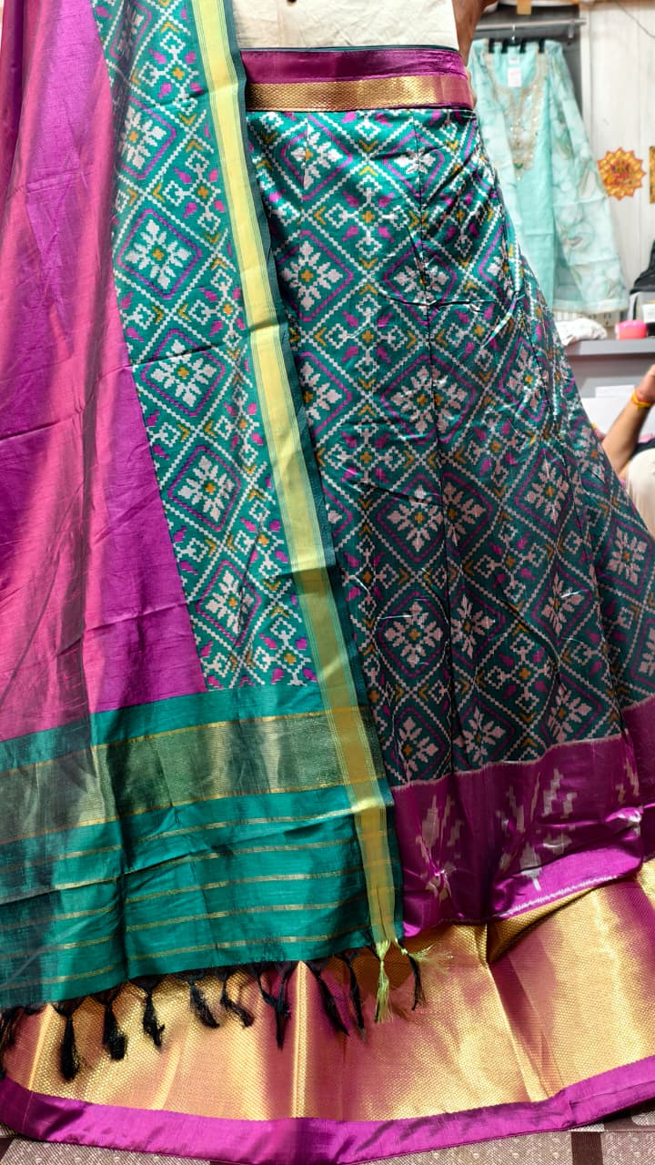 Pure Original Rajkoti Patola Silk Lehenga Choli Set with Dupatta