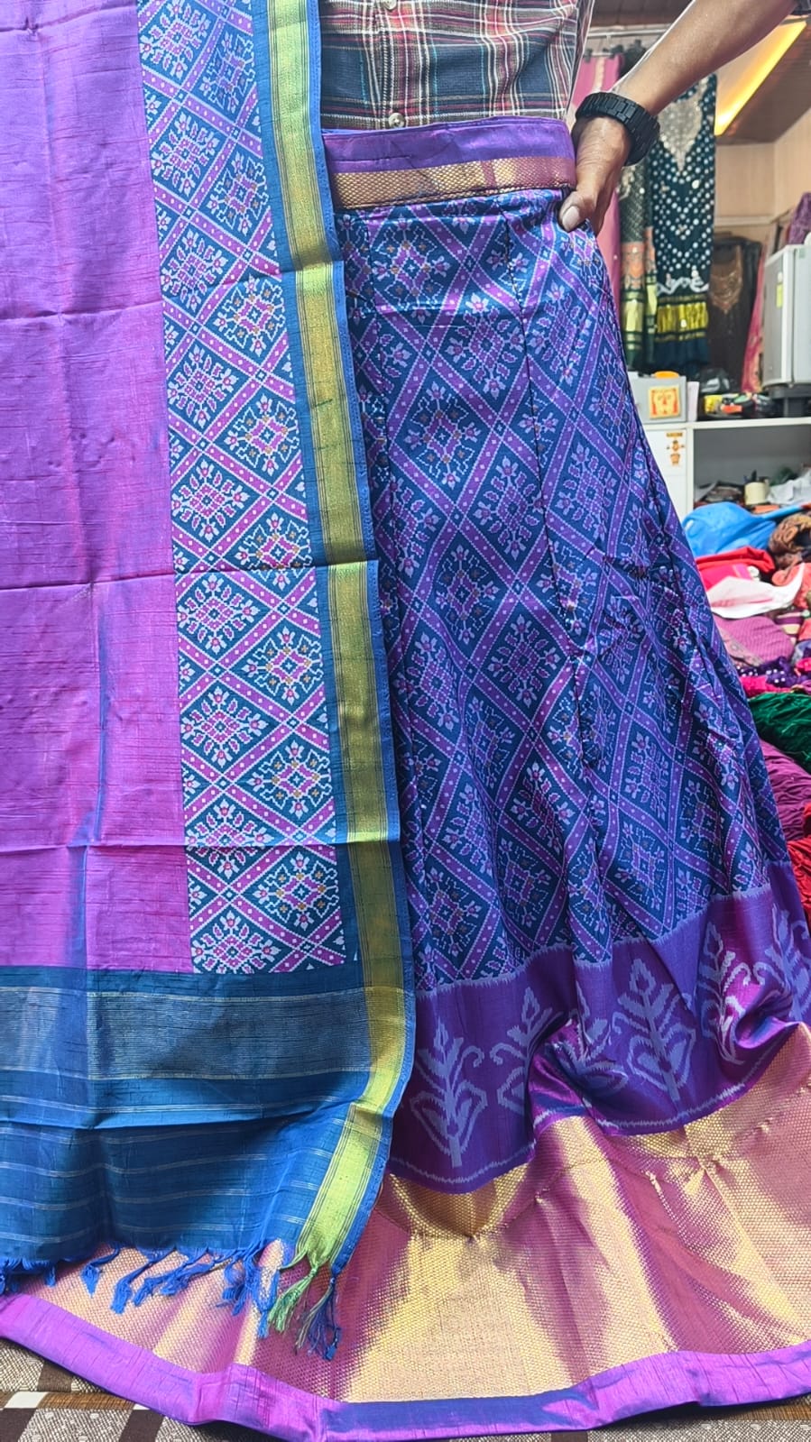 Pure Original Rajkoti Patola Silk Lehenga Choli Set with Dupatta