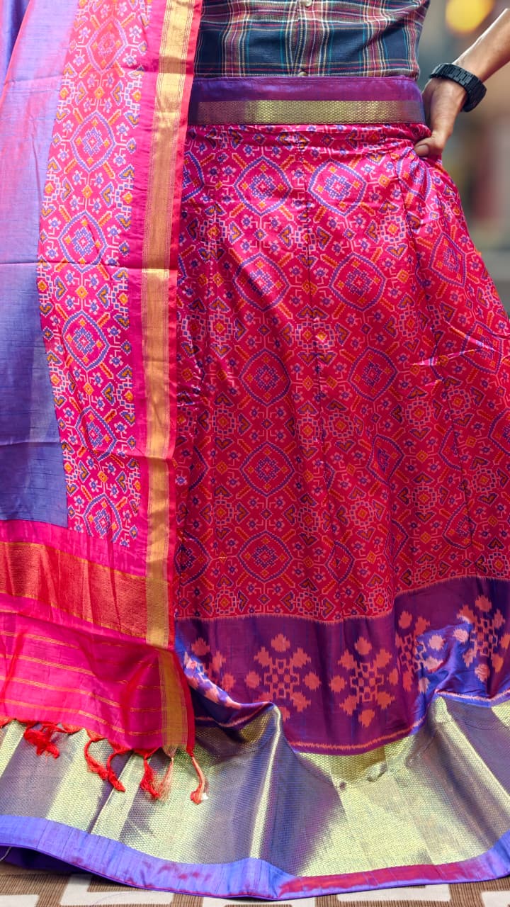Pure Original Rajkoti Patola Silk Lehenga Choli Set with Dupatta