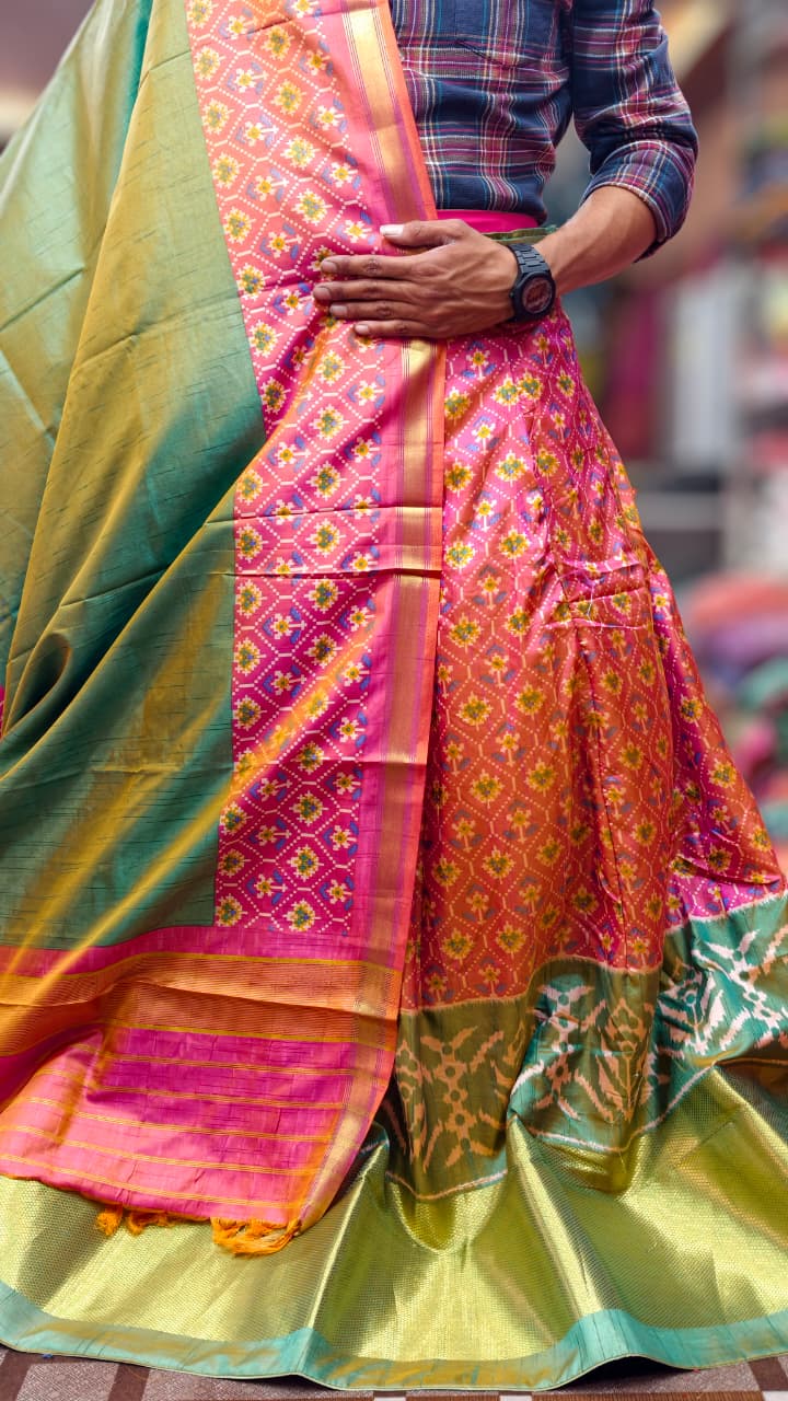 Pure Original Rajkoti Patola Silk Lehenga Choli Set with Dupatta