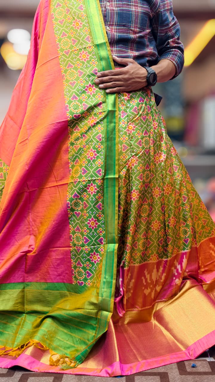 Pure Original Rajkoti Patola Silk Lehenga Choli Set with Dupatta