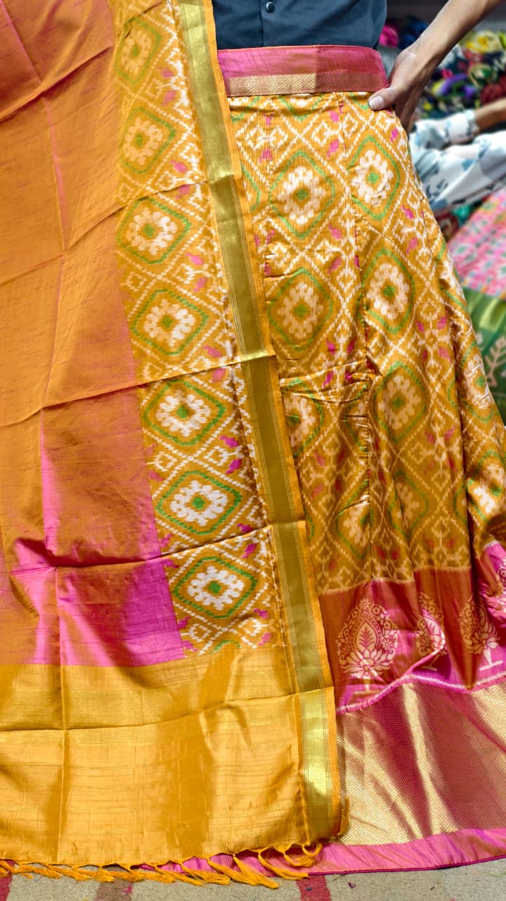 Pure Original Rajkoti Patola Silk Lehenga Choli Set with Dupatta