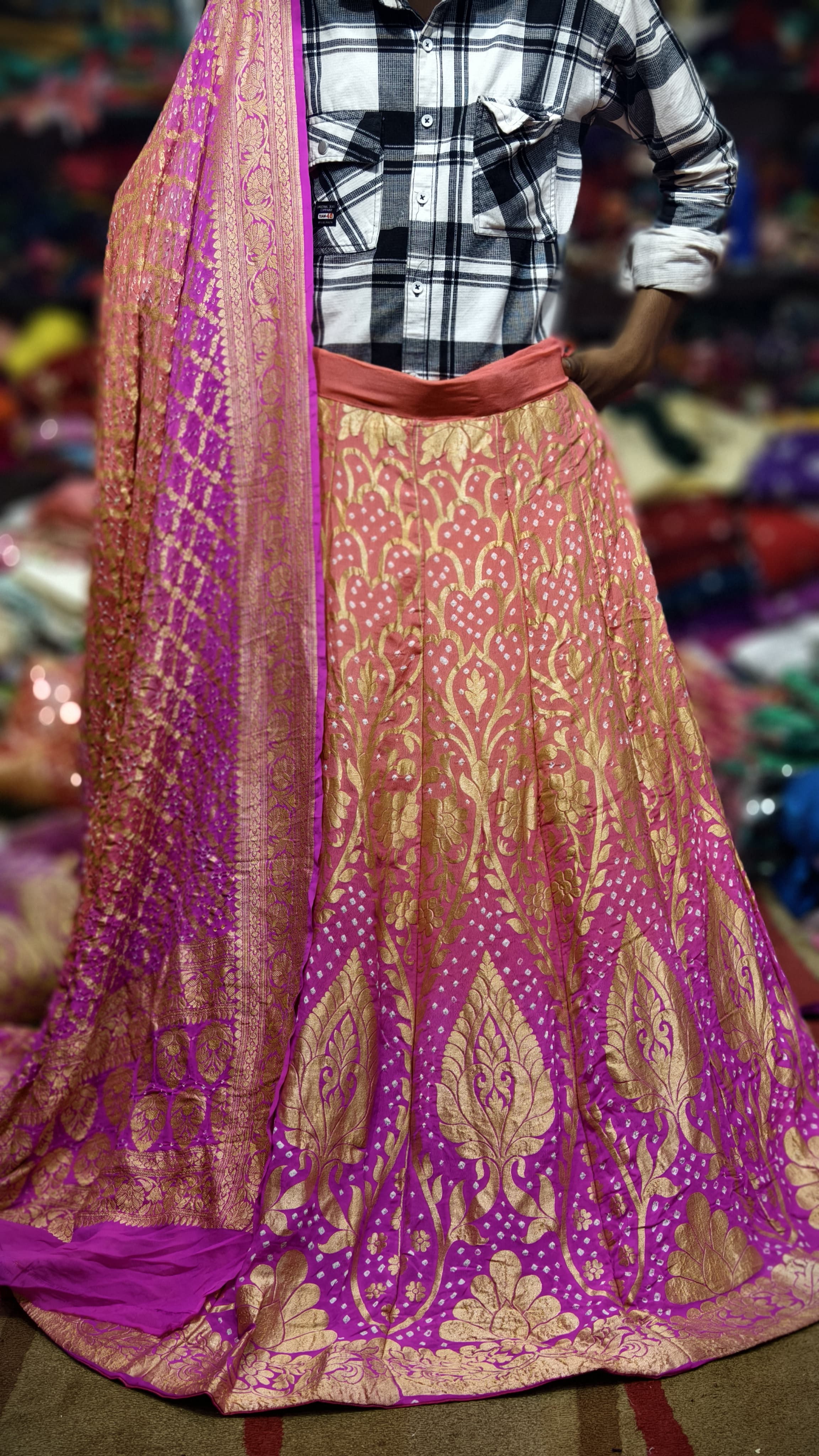 Pure Banarasi Georgette Real Neem Zari Upada Ghagra Choli