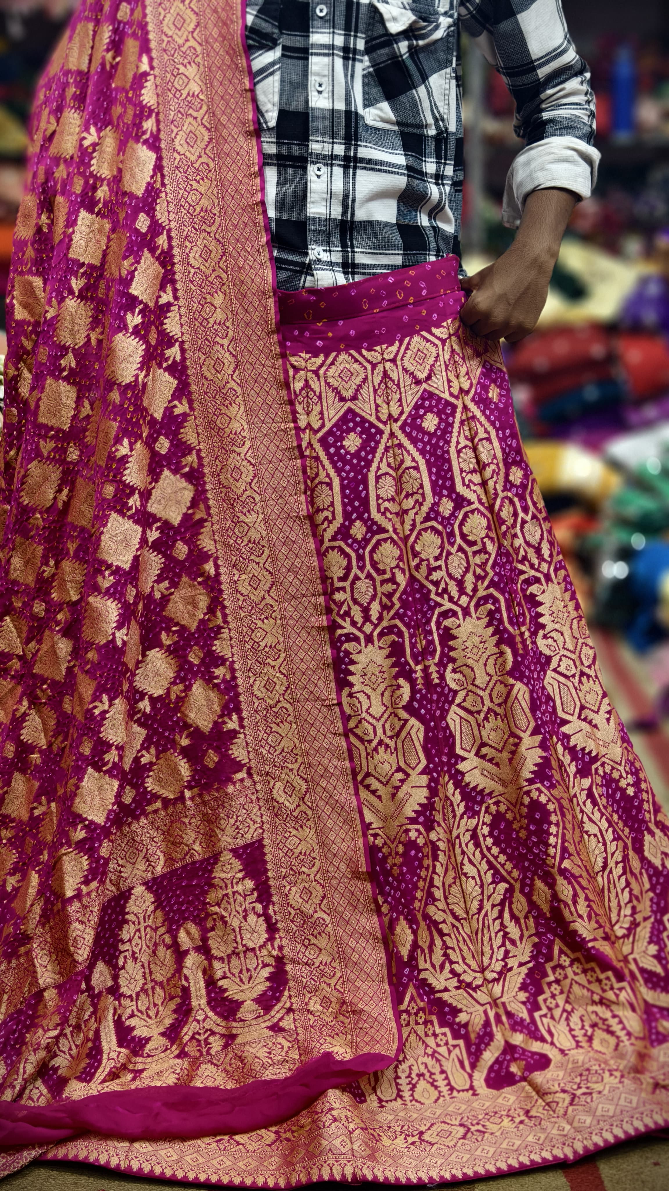 Pure Banarasi Georgette Real Neem Zari Upada Ghagra Choli