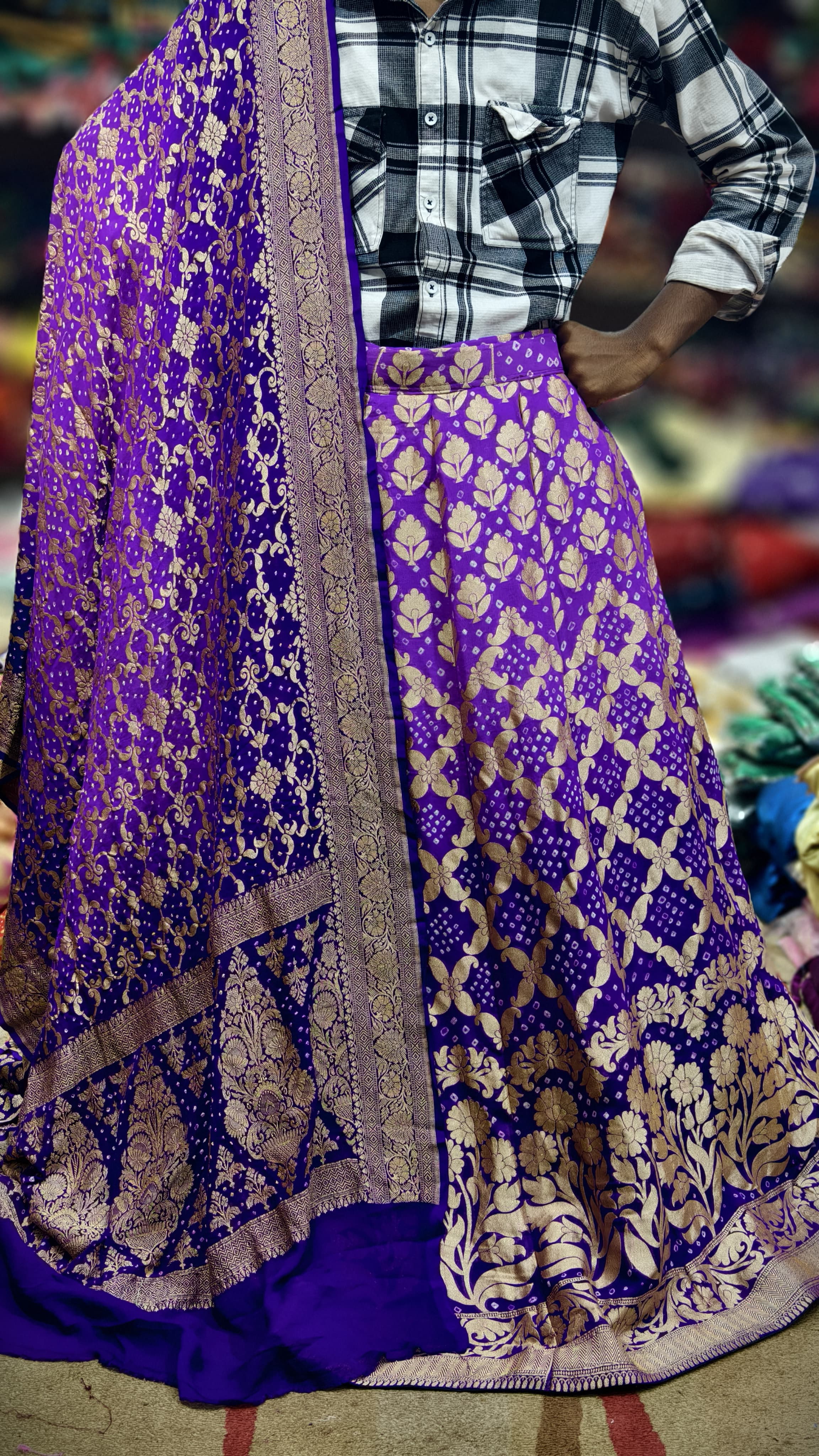 Pure Banarasi Georgette Real Neem Zari Upada Ghagra Choli