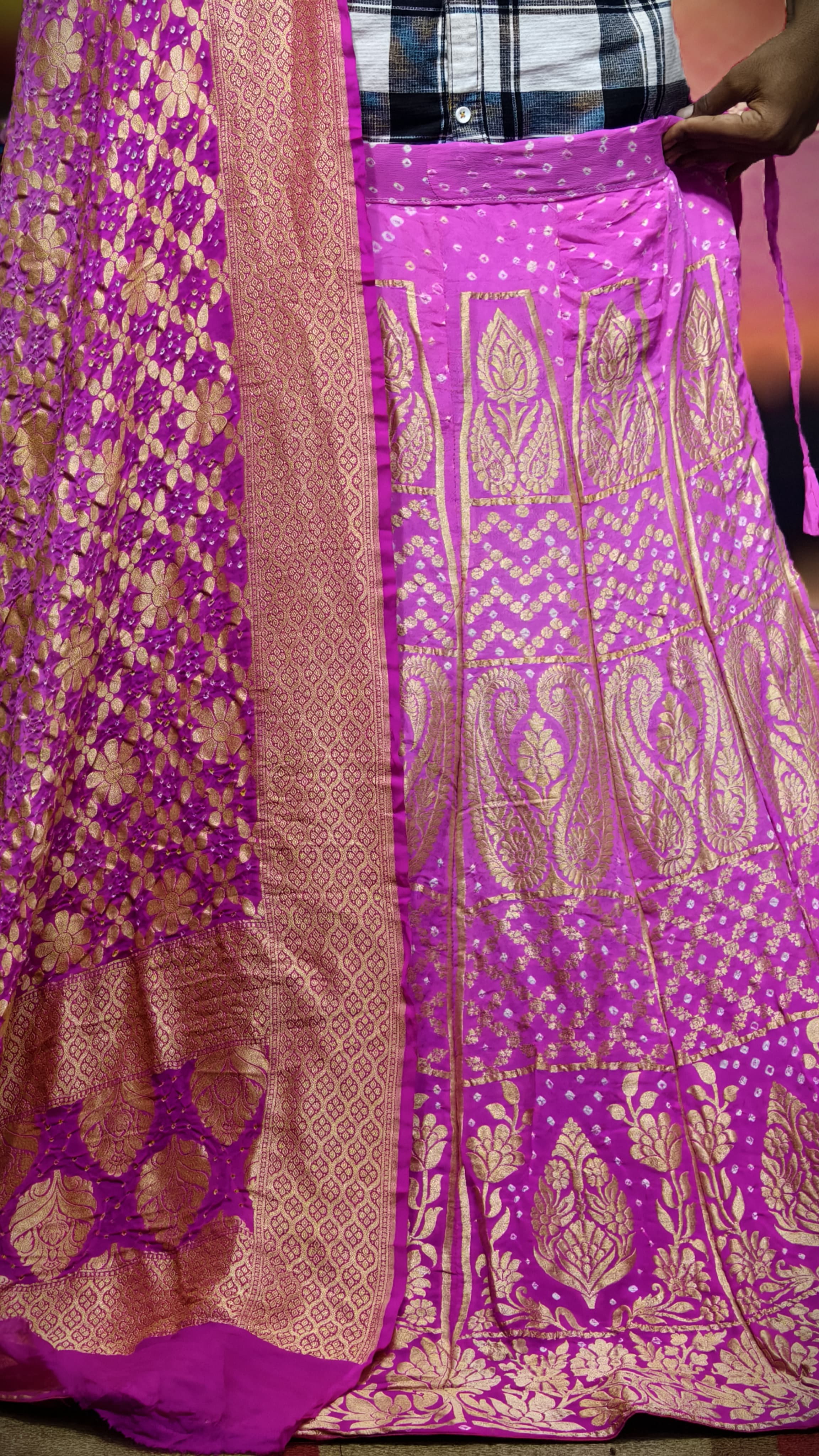 Pure Banarasi Georgette Real Neem Zari Upada Ghagra Choli