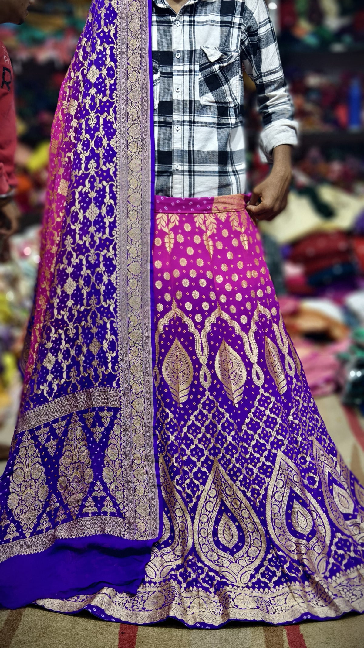 Pure Banarasi Georgette Real Neem Zari Upada Ghagra Choli
