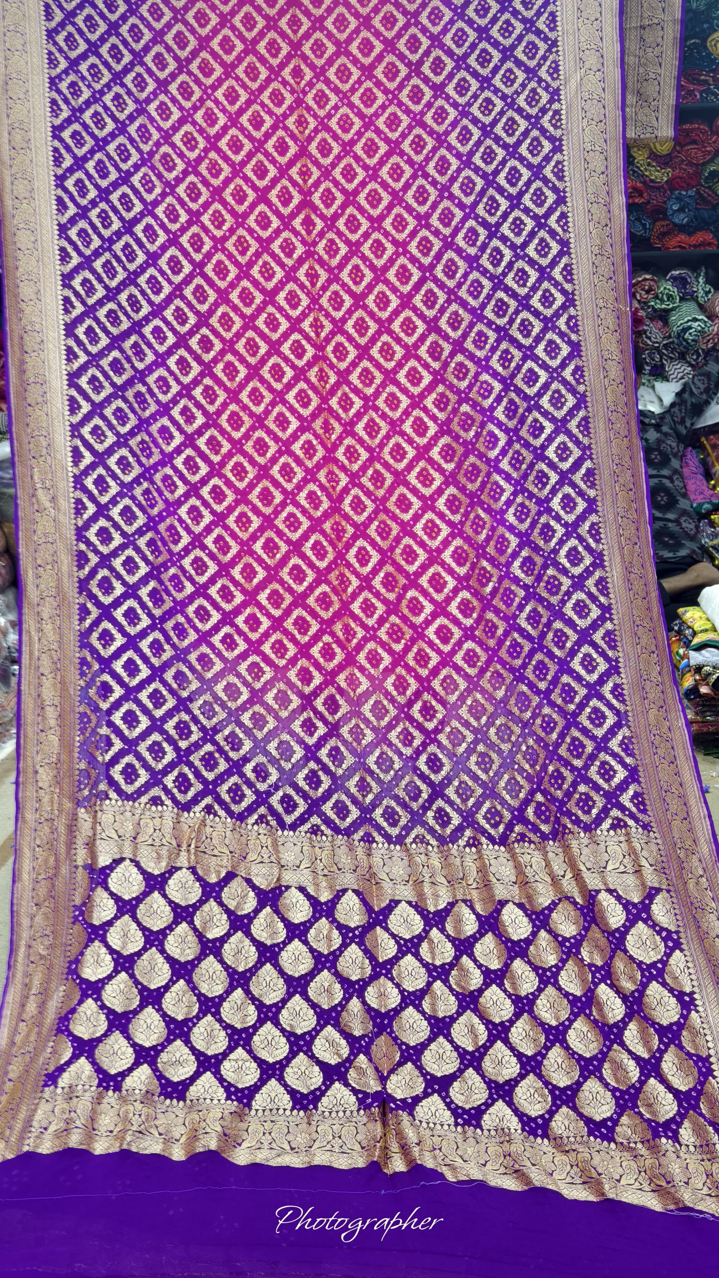 Pure Banarasi Georgette Real Neem Zari Upada Saree