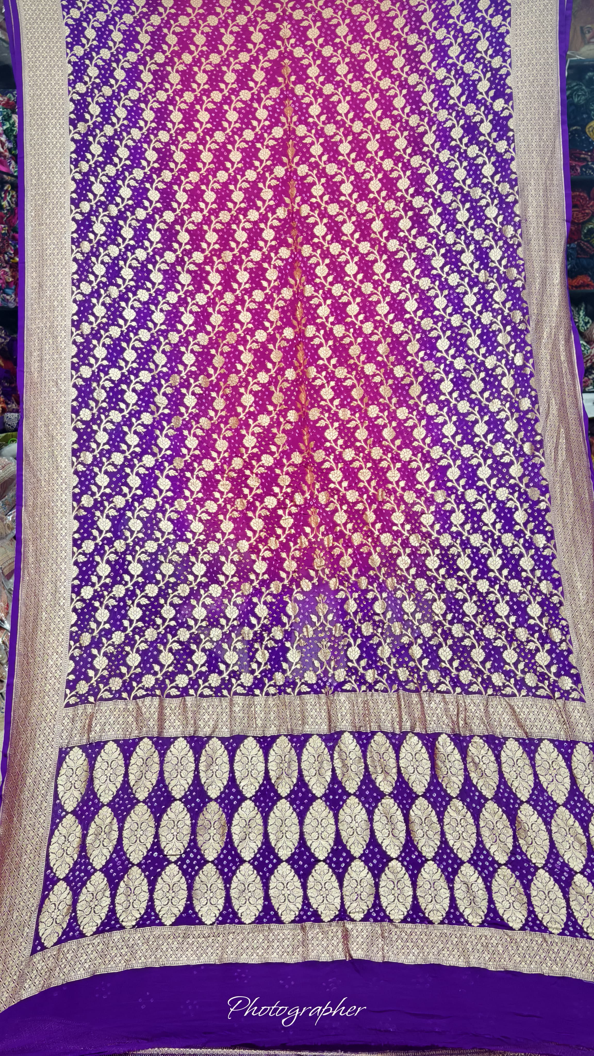 Pure Banarasi Georgette Real Neem Zari Upada Saree