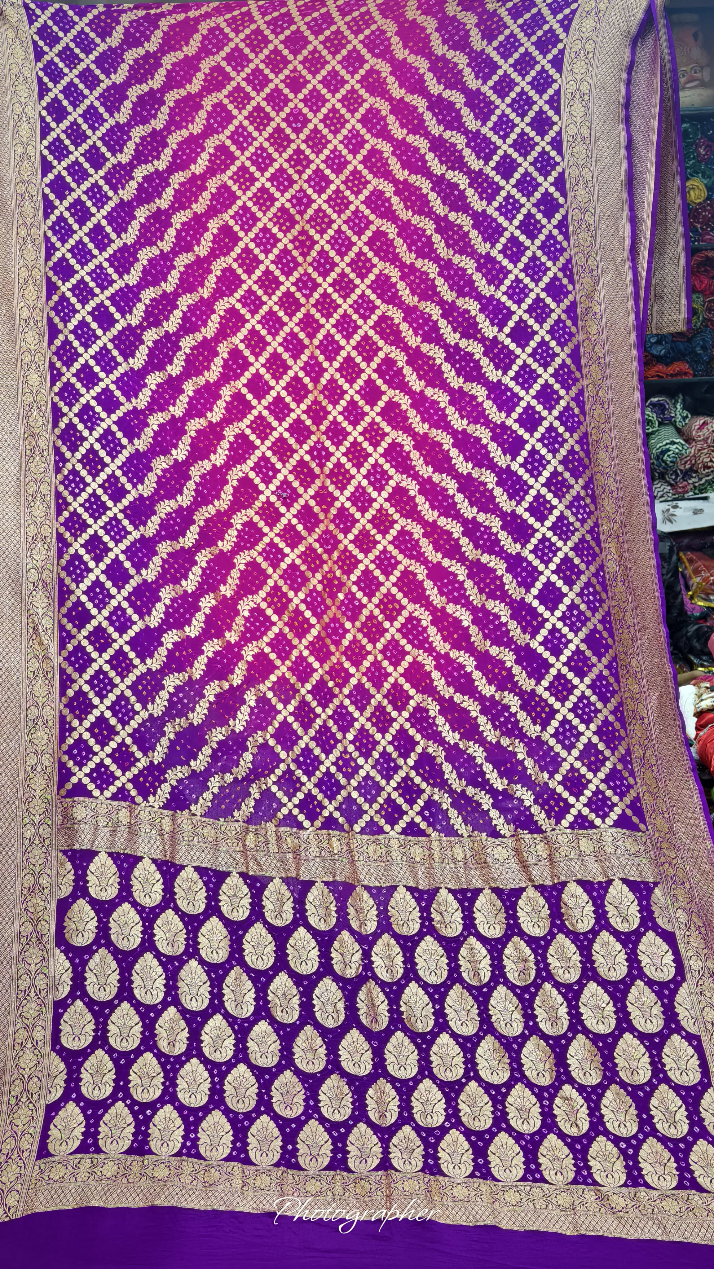 Pure Banarasi Georgette Real Neem Zari Upada Saree