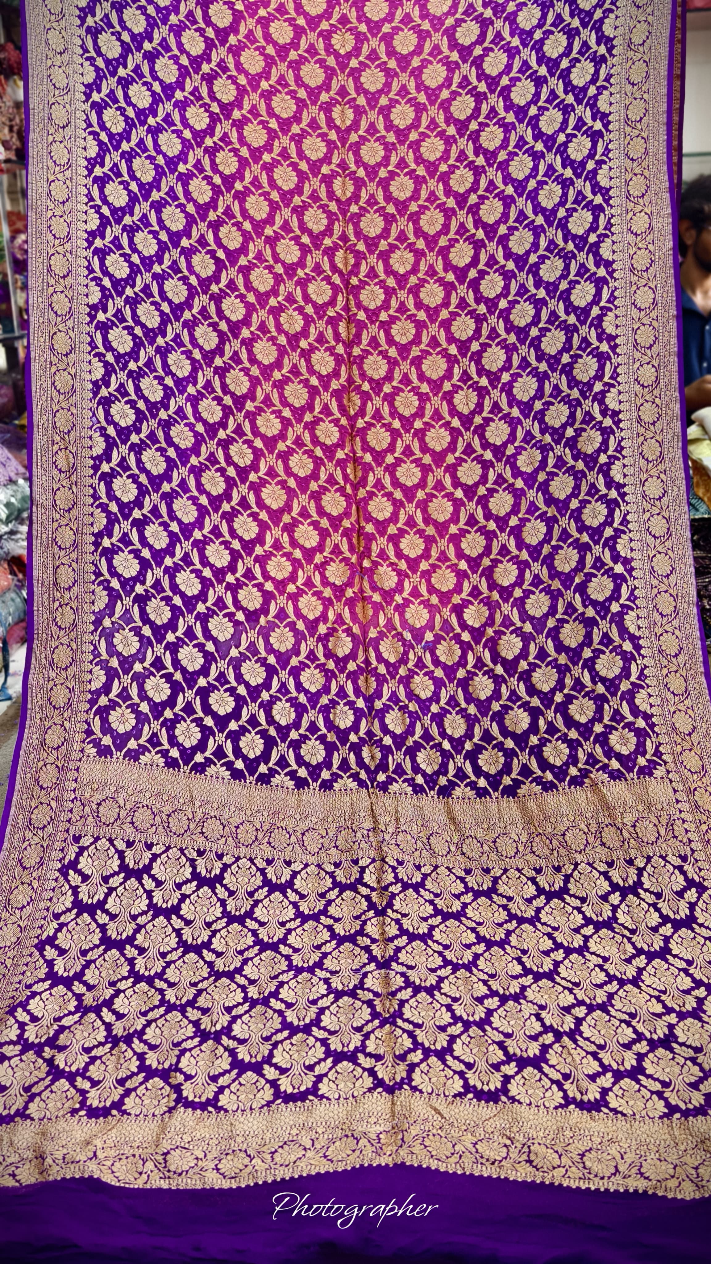 Pure Banarasi Georgette Real Neem Zari Upada Saree