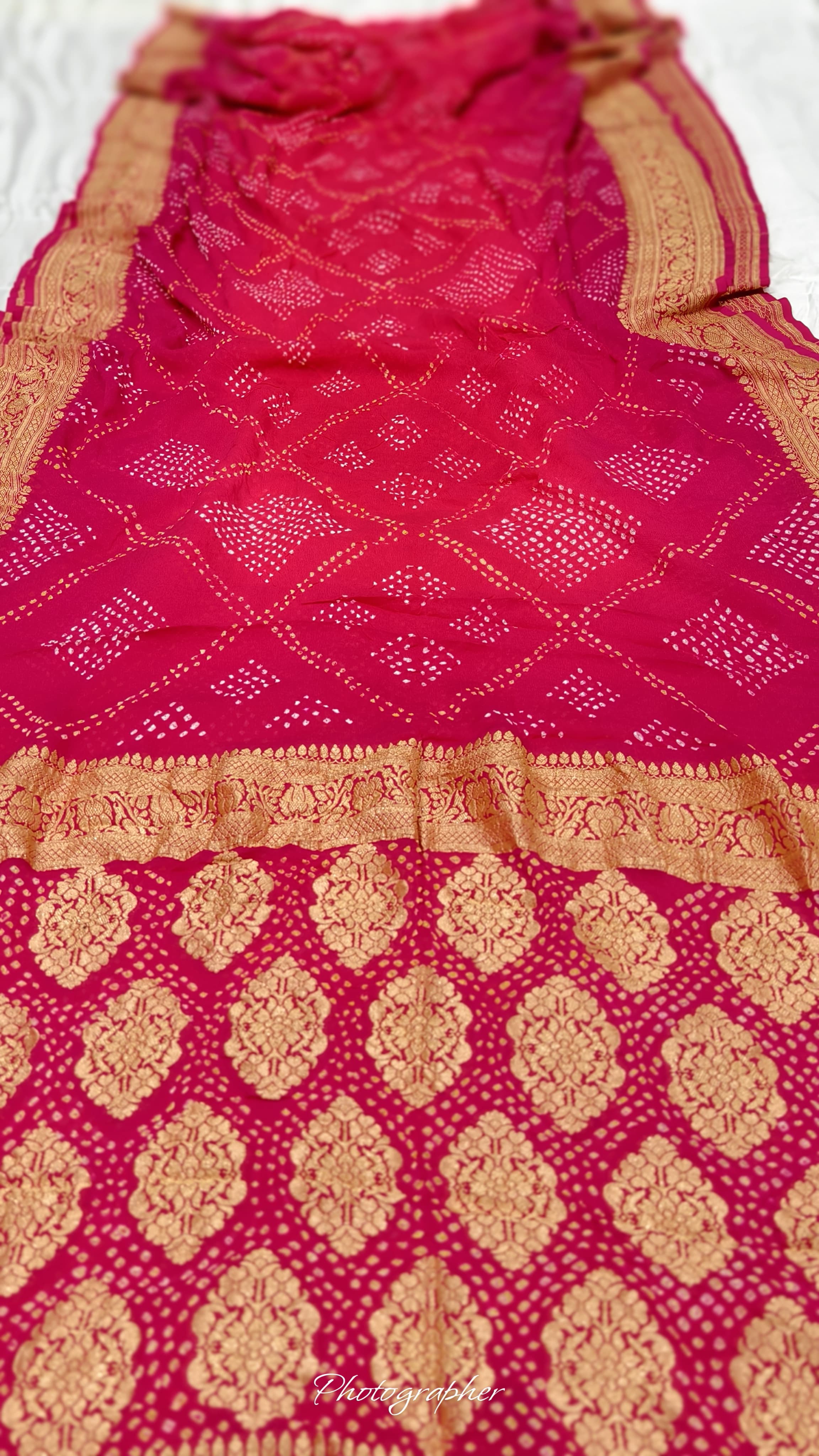 Pure Banarasi Original Georgette Fabric with Pure Hand Rai Bandej Saree