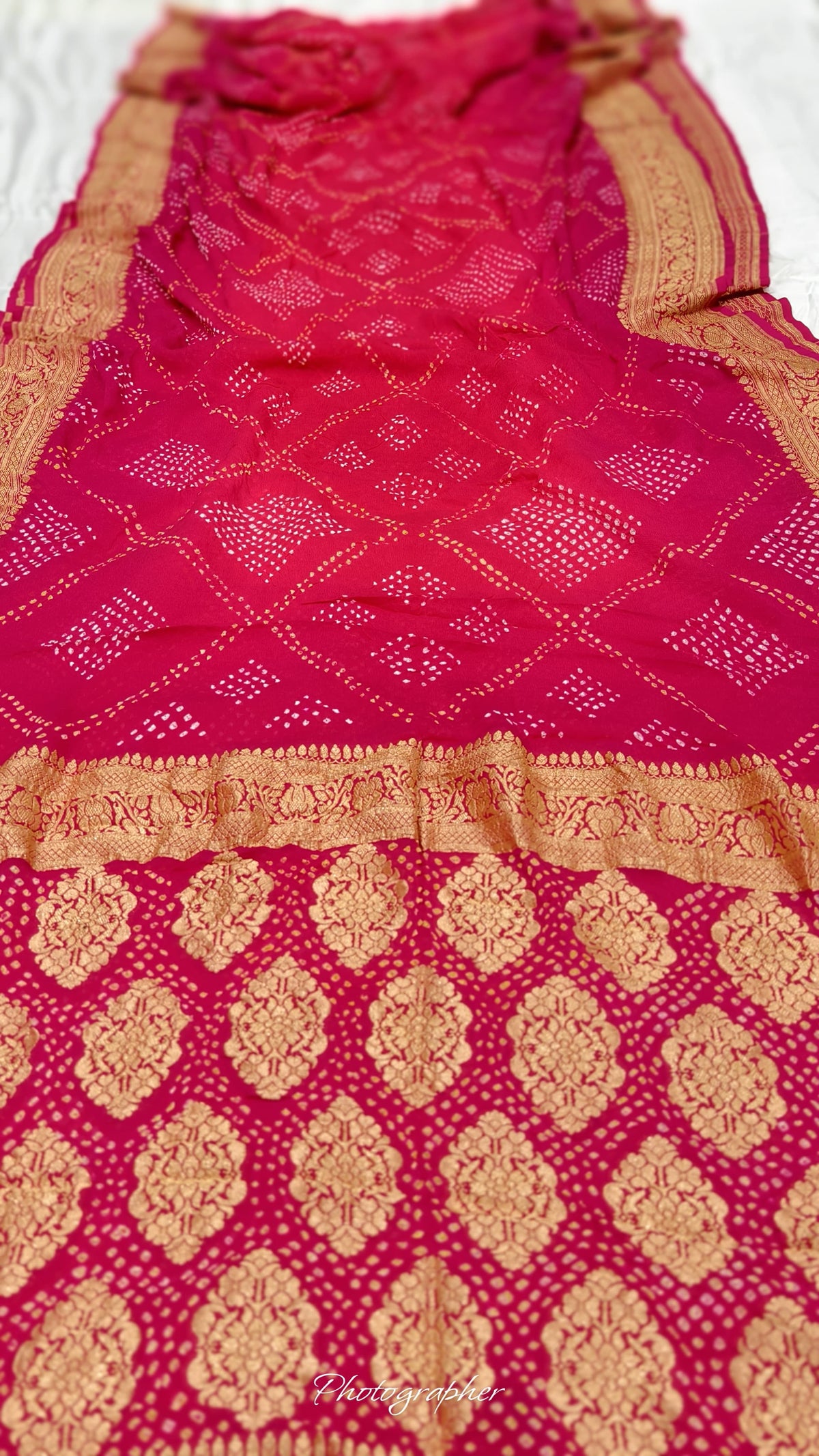 Pure Banarasi Original Georgette Fabric with Pure Hand Rai Bandej Saree