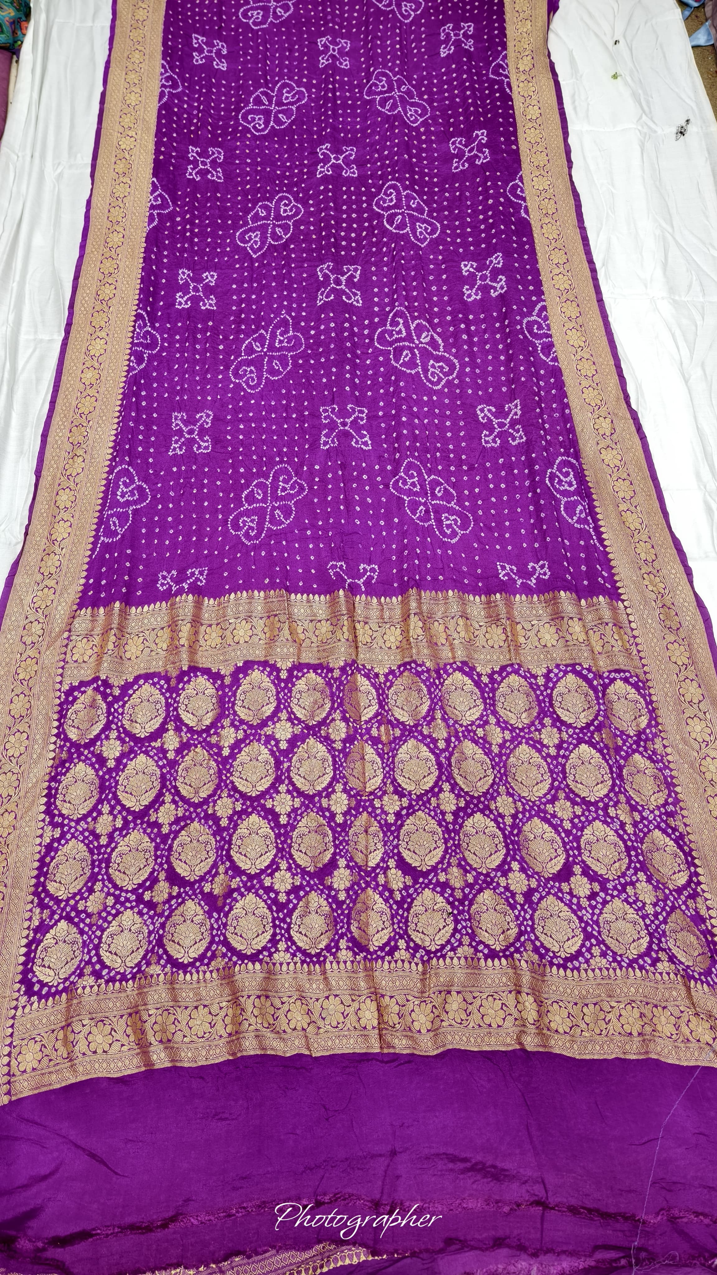 Pure Banarasi Original Georgette Fabric with Pure Hand Rai Bandej Saree