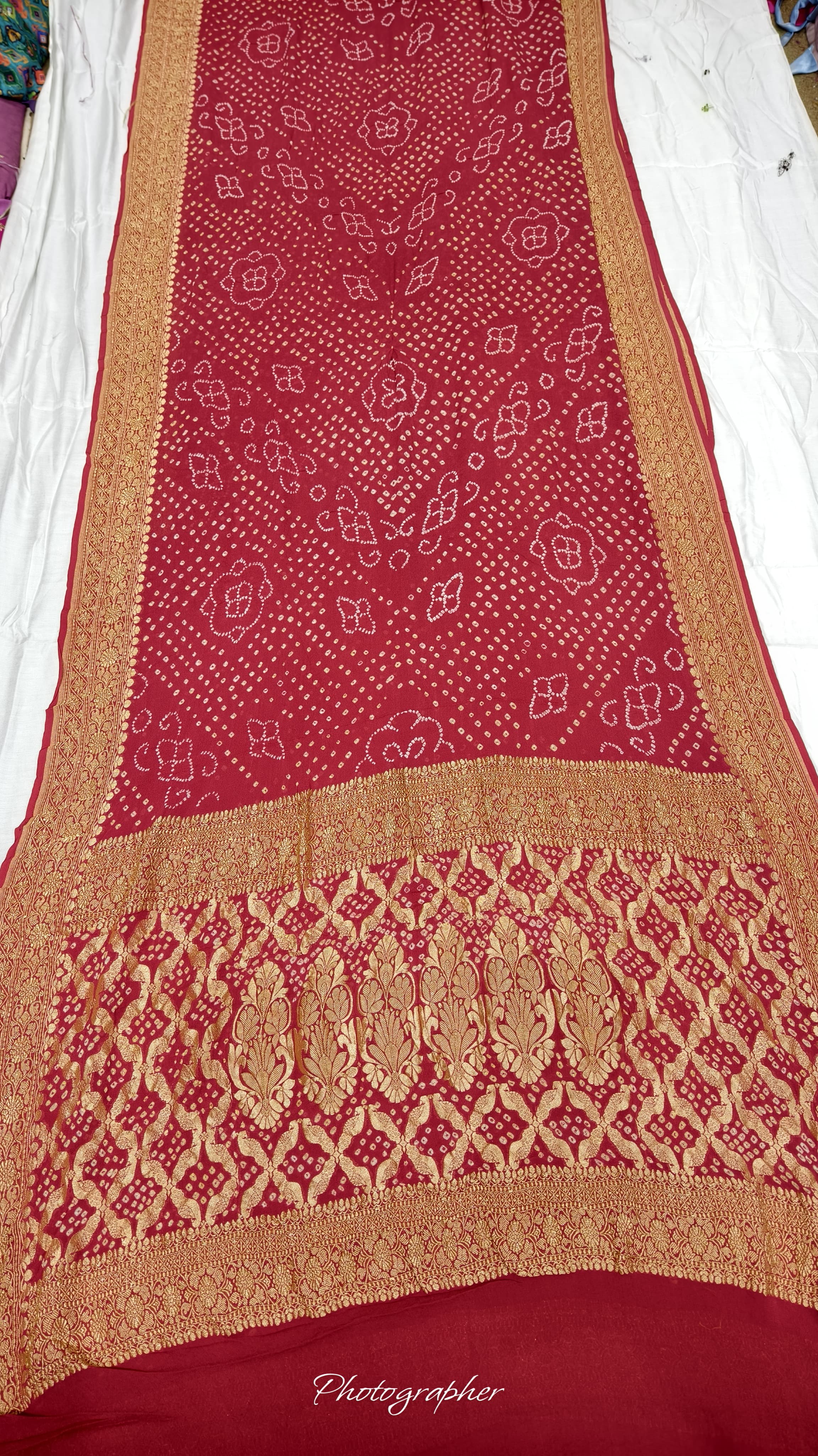 Pure Banarasi Original Georgette Fabric with Pure Hand Rai Bandej Saree