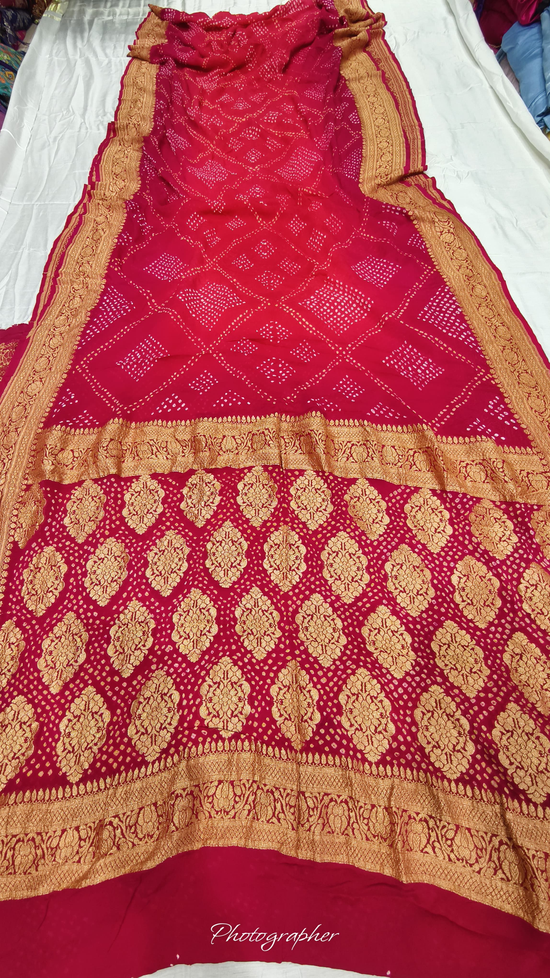 Pure Banarasi Original Georgette Fabric with Pure Hand Rai Bandej Saree