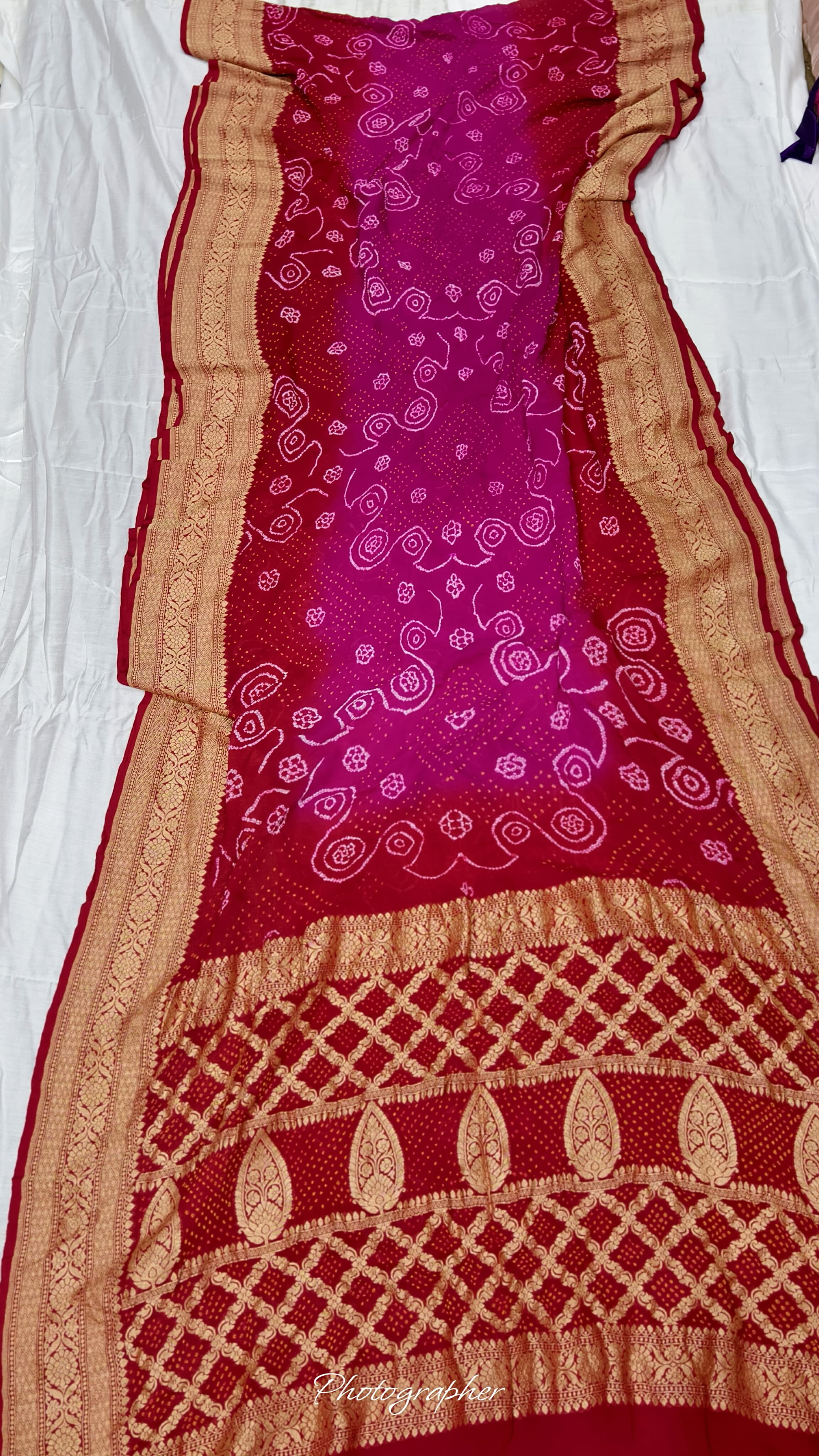 Pure Banarasi Original Georgette Fabric with Pure Hand Rai Bandej Saree