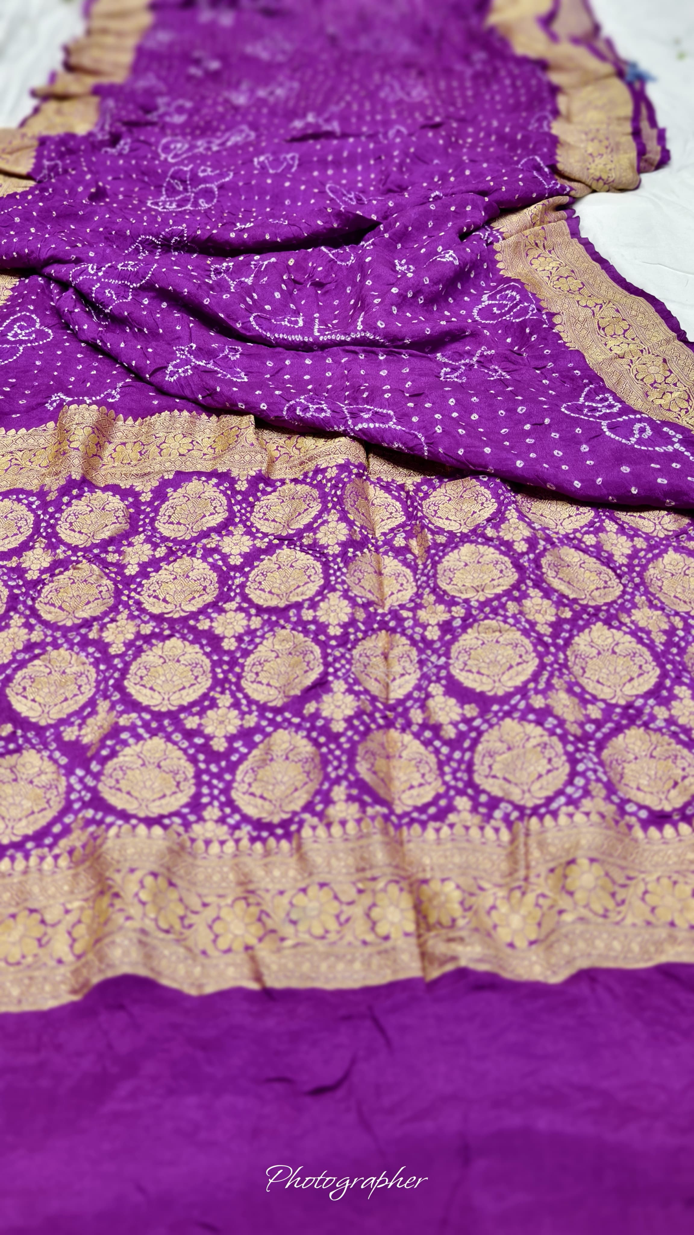Pure Banarasi Original Georgette Fabric with Pure Hand Rai Bandej Saree