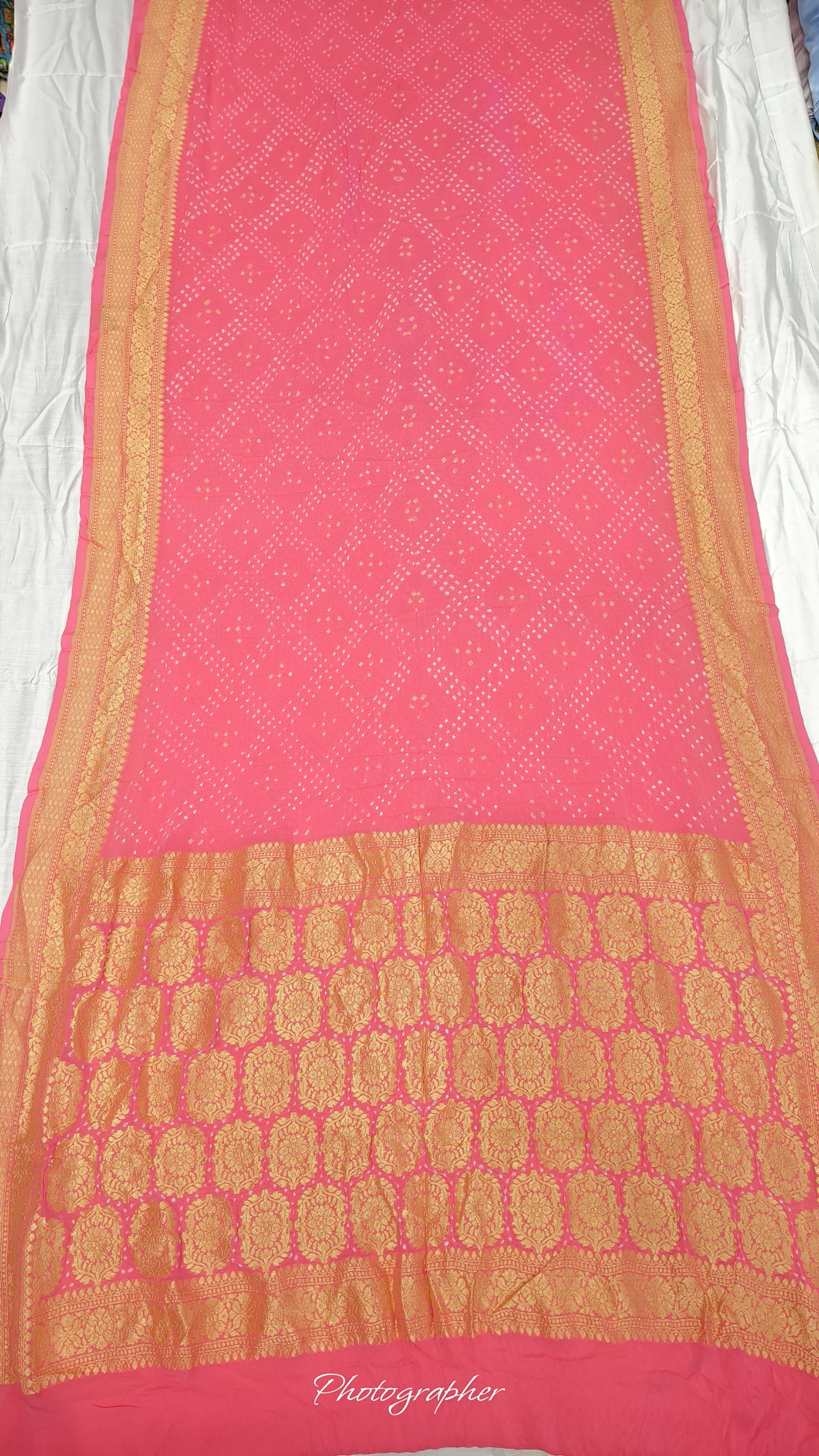 Pure Banarasi Original Georgette Fabric with Pure Hand Rai Bandej Saree