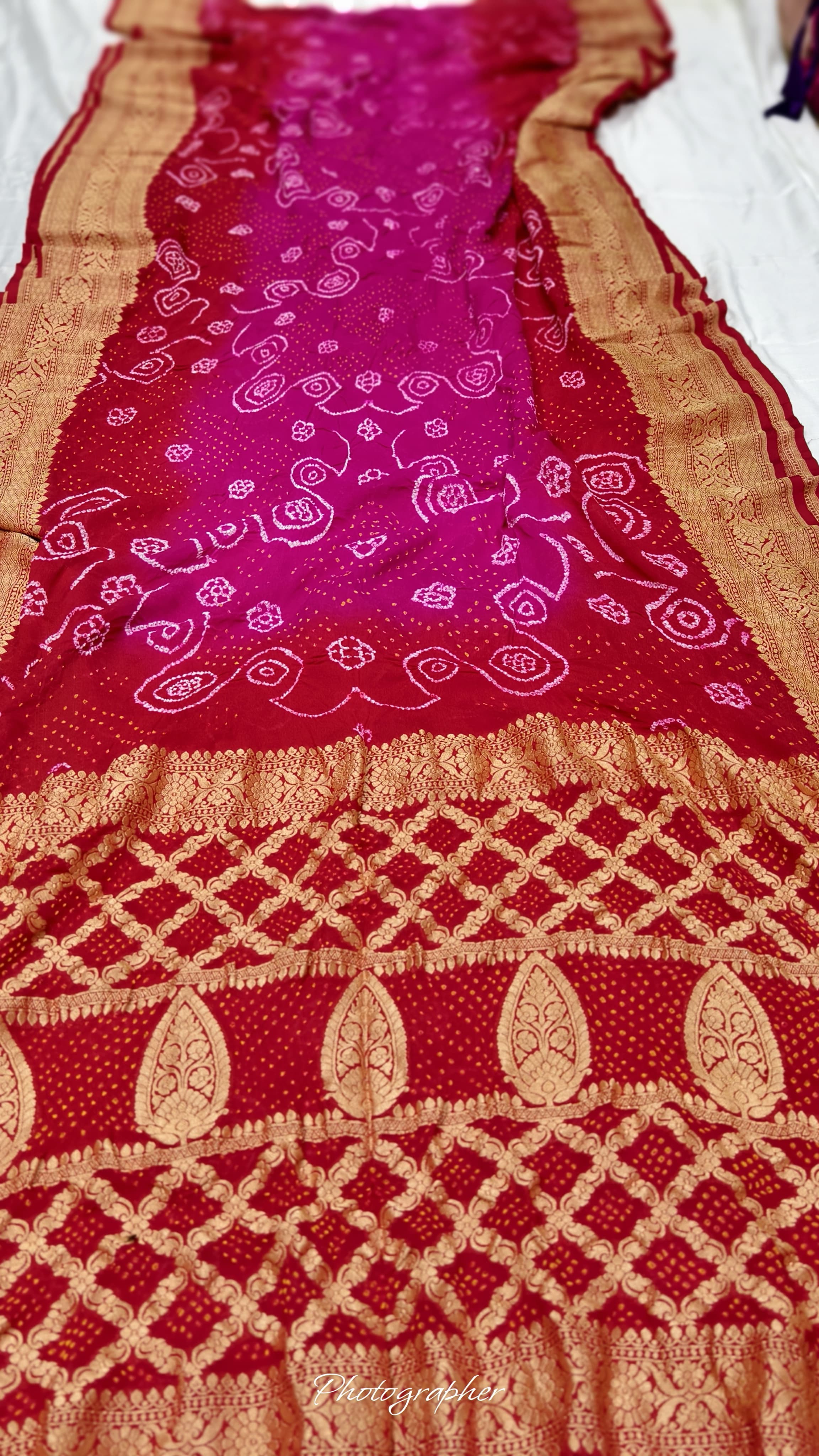 Pure Banarasi Original Georgette Fabric with Pure Hand Rai Bandej Saree