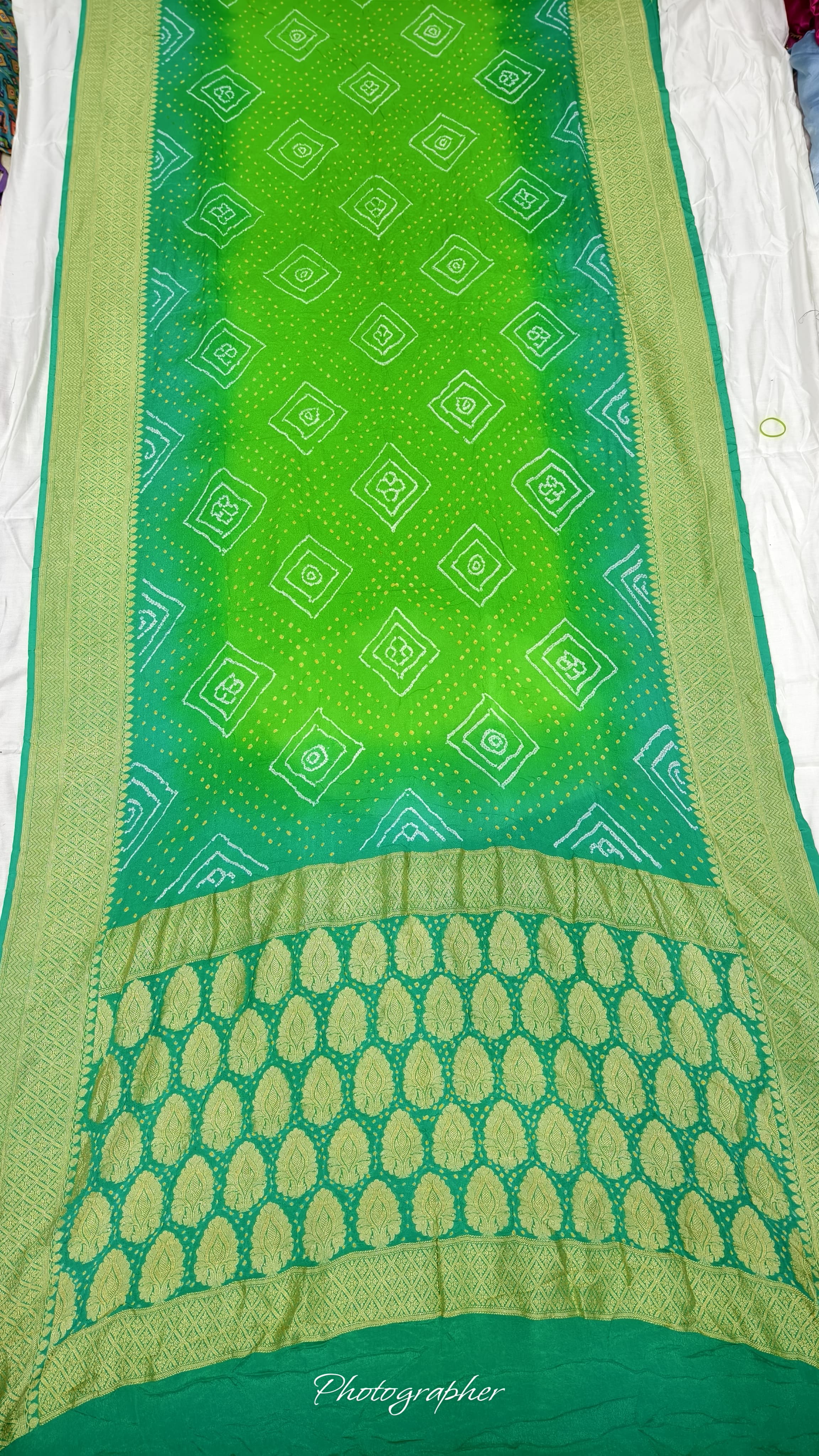 Pure Banarasi Original Georgette Fabric with Pure Hand Rai Bandej Saree