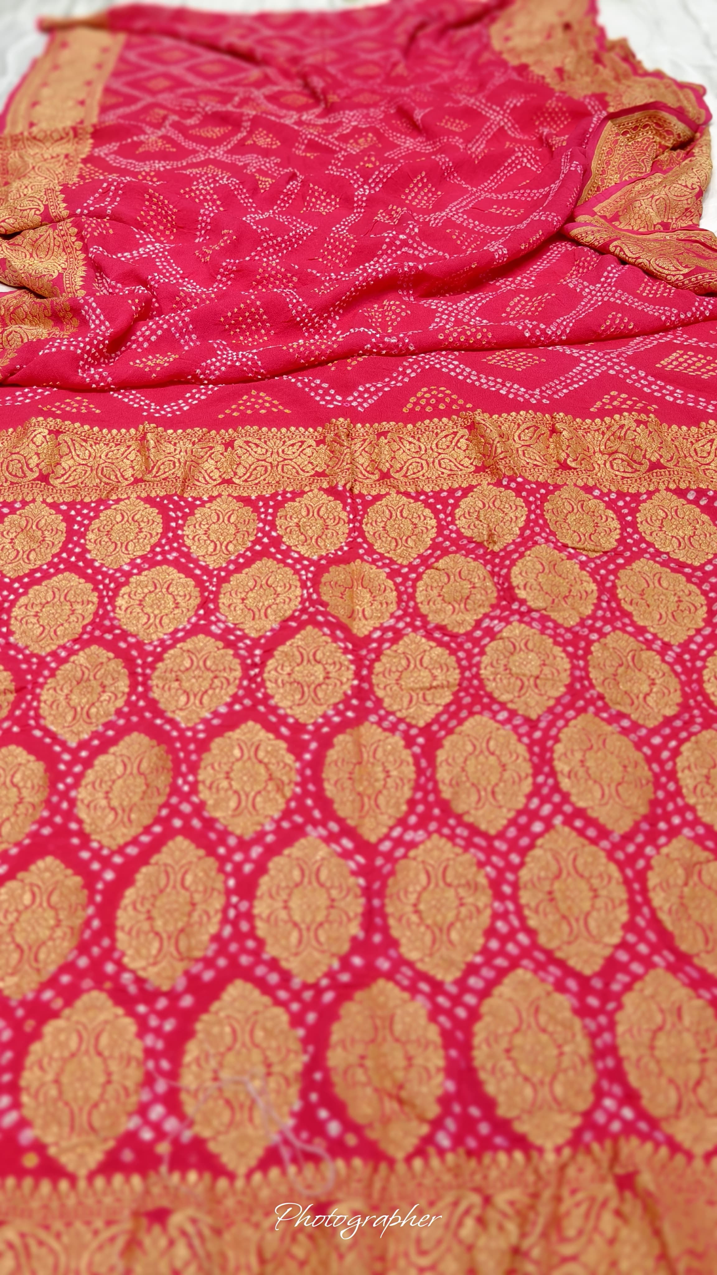 Pure Banarasi Original Georgette Fabric with Pure Hand Rai Bandej Saree