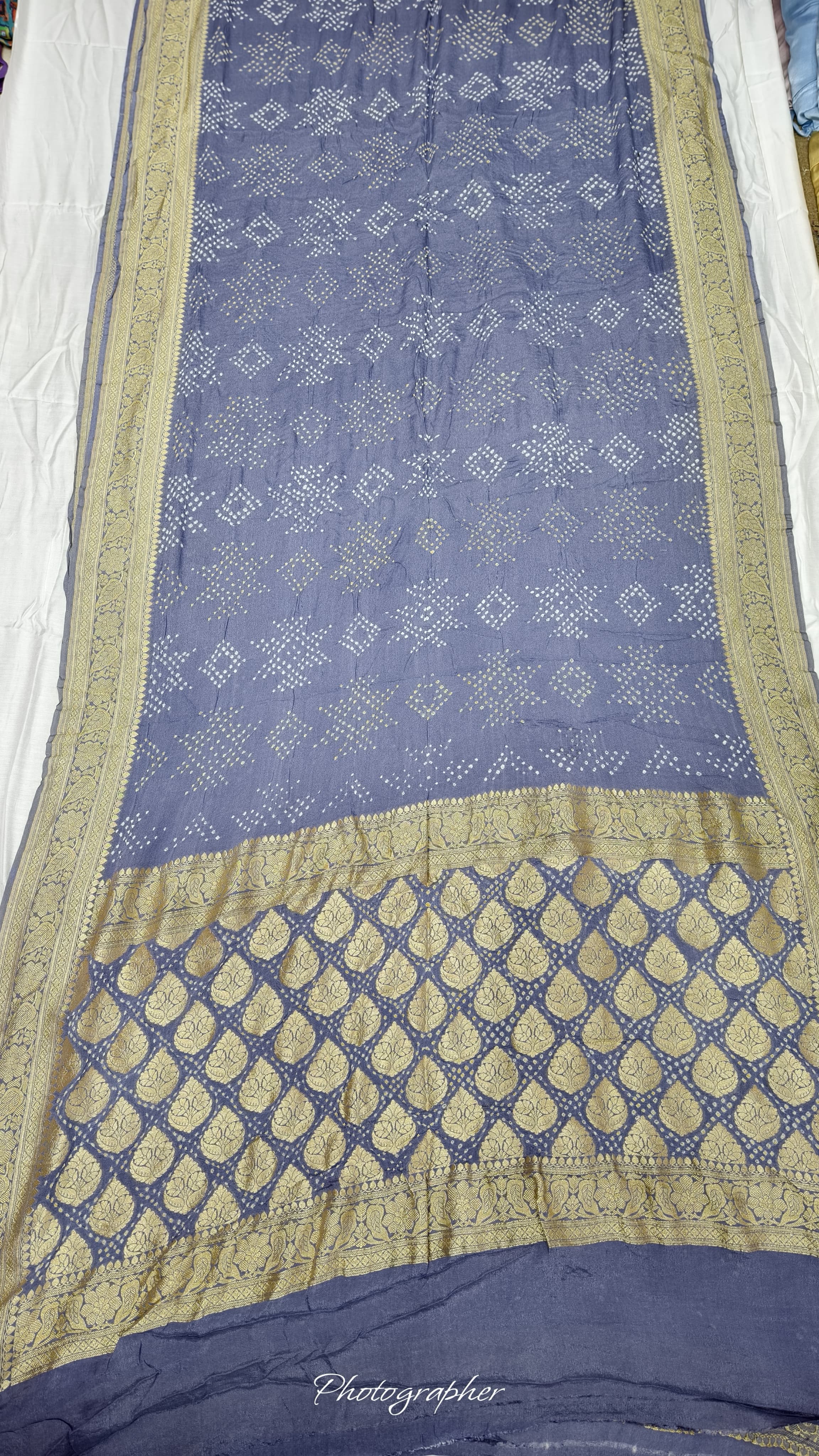 Pure Banarasi Original Georgette Fabric with Pure Hand Rai Bandej Saree