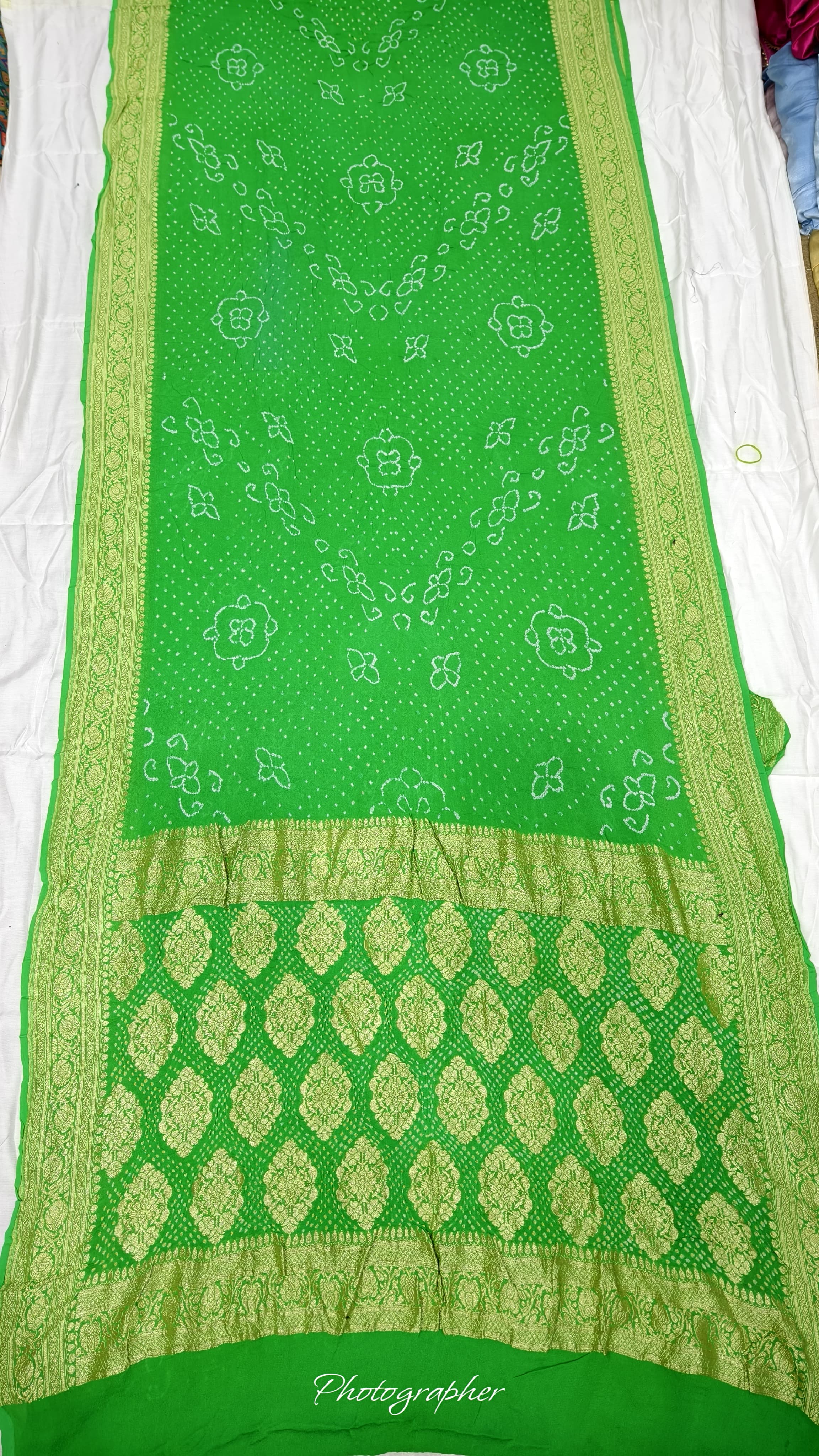 Pure Banarasi Original Georgette Fabric with Pure Hand Rai Bandej Saree