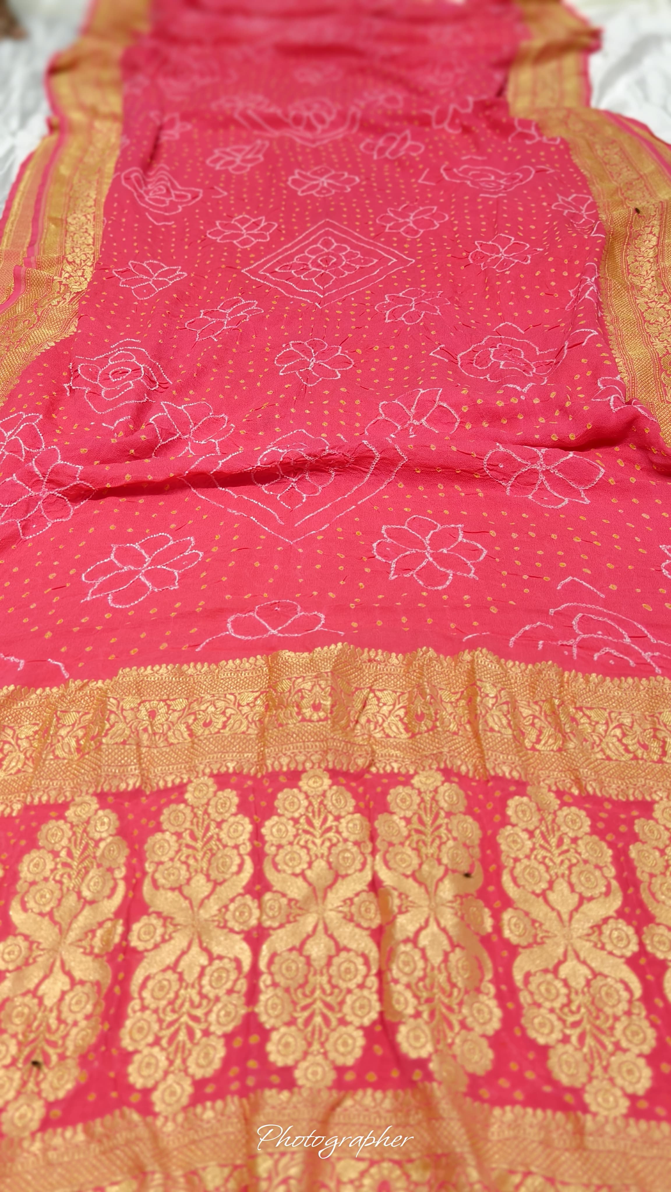 Pure Banarasi Original Georgette Fabric with Pure Hand Rai Bandej Saree