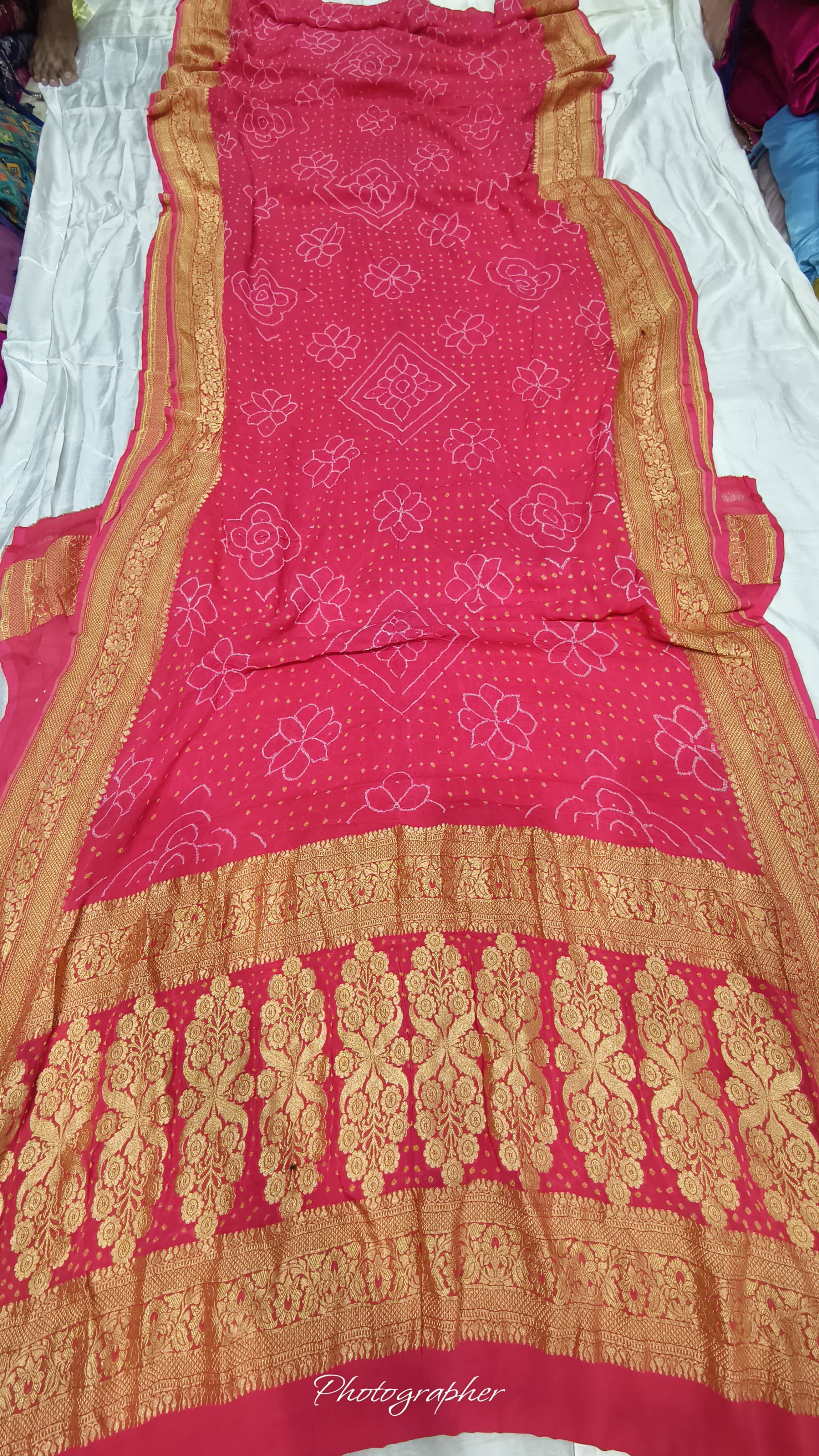 Pure Banarasi Original Georgette Fabric with Pure Hand Rai Bandej Saree