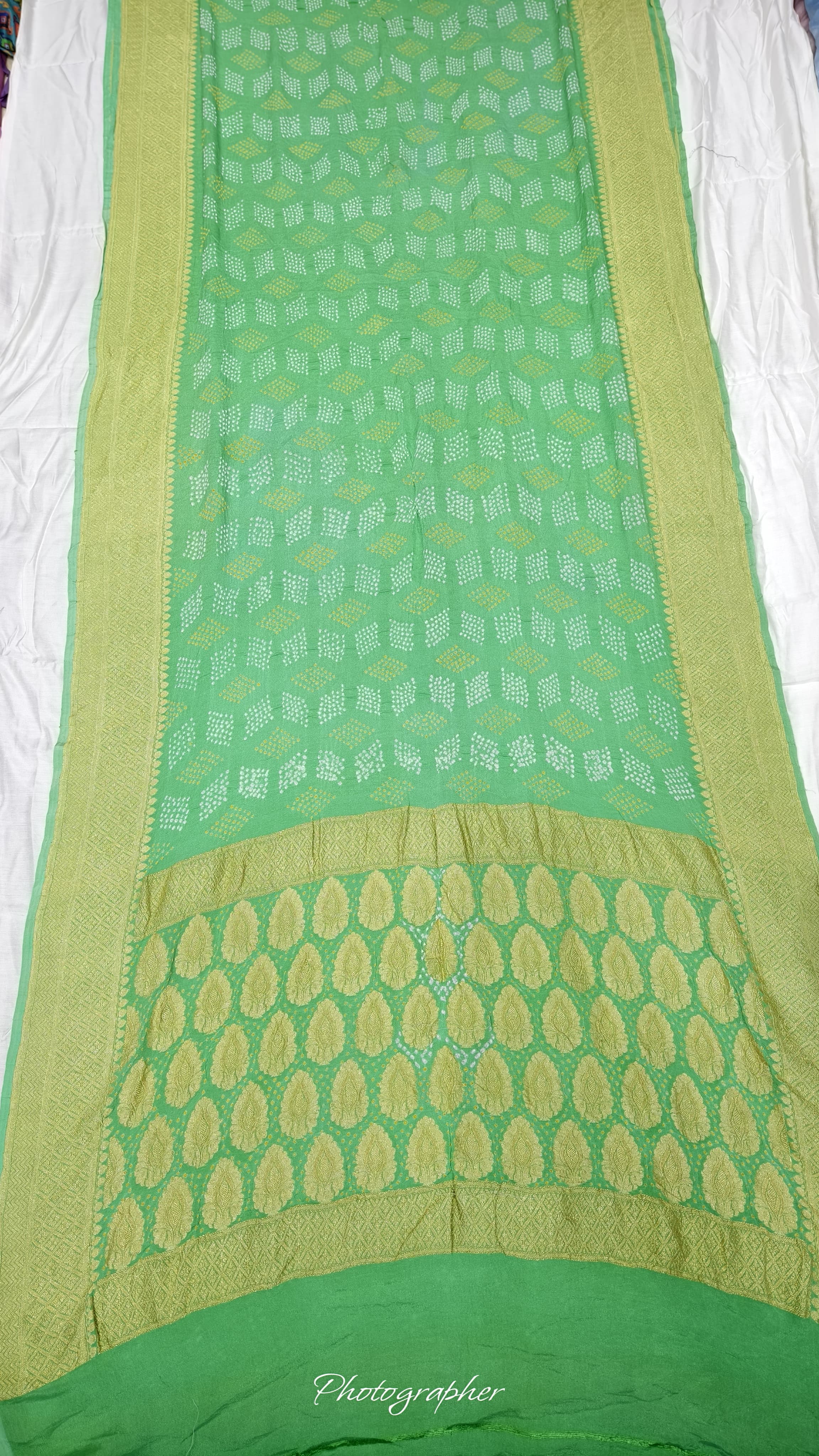 Pure Banarasi Original Georgette Fabric with Pure Hand Rai Bandej Saree