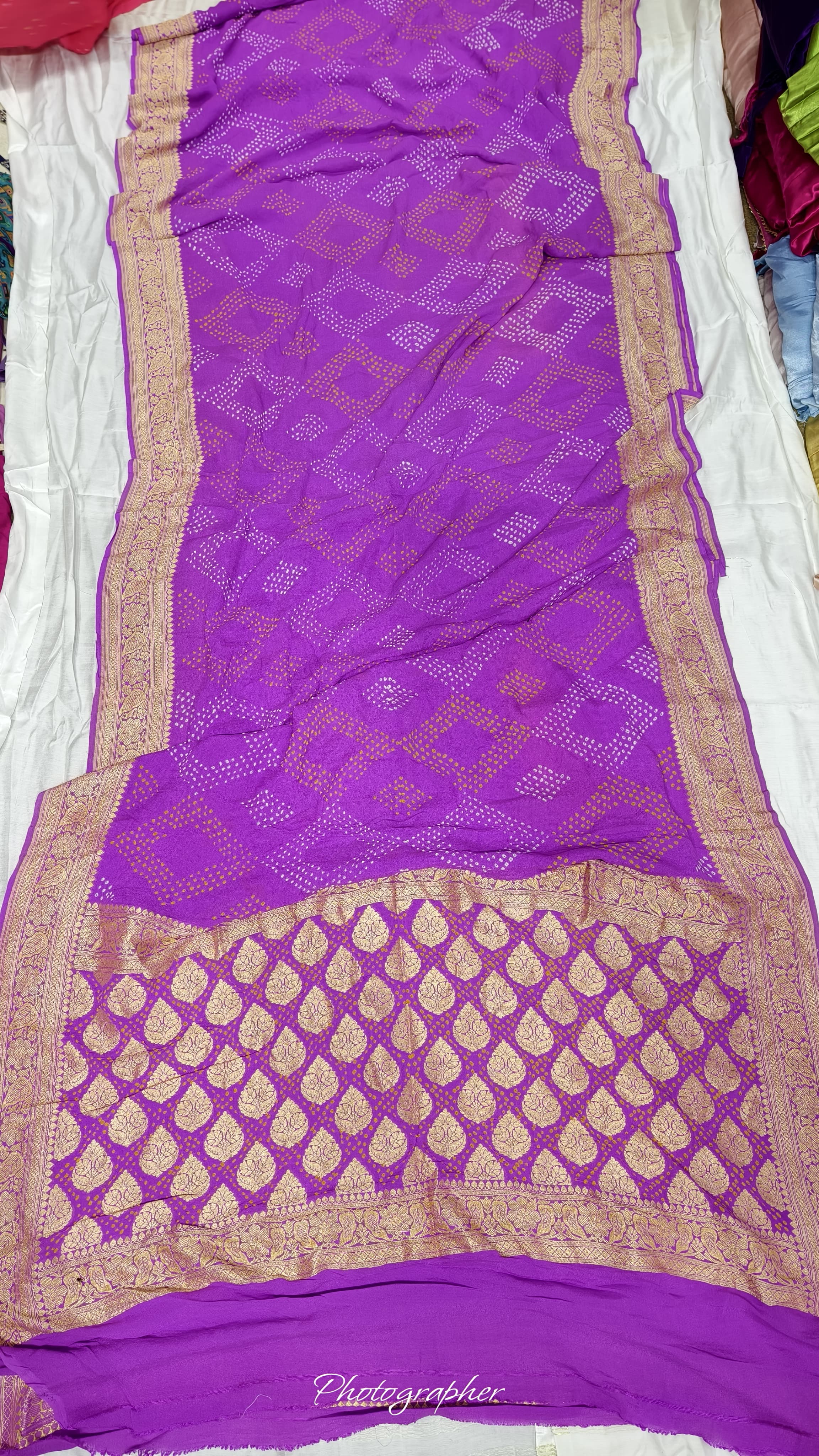 Pure Banarasi Original Georgette Fabric with Pure Hand Rai Bandej Saree