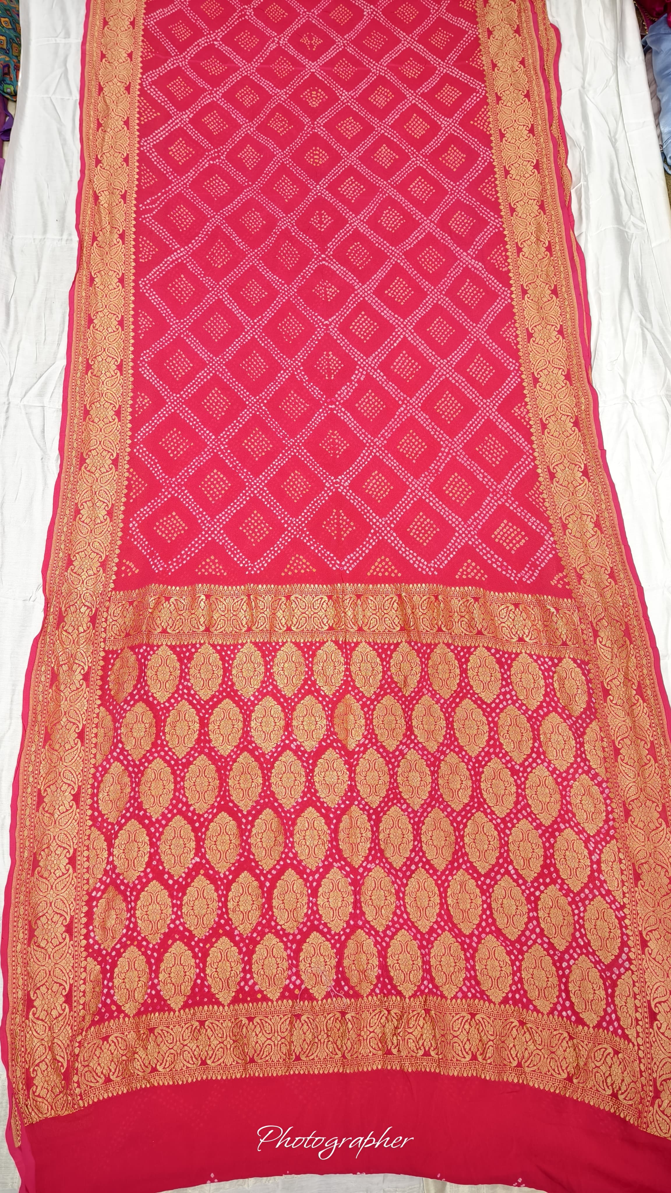 Pure Banarasi Original Georgette Fabric with Pure Hand Rai Bandej Saree