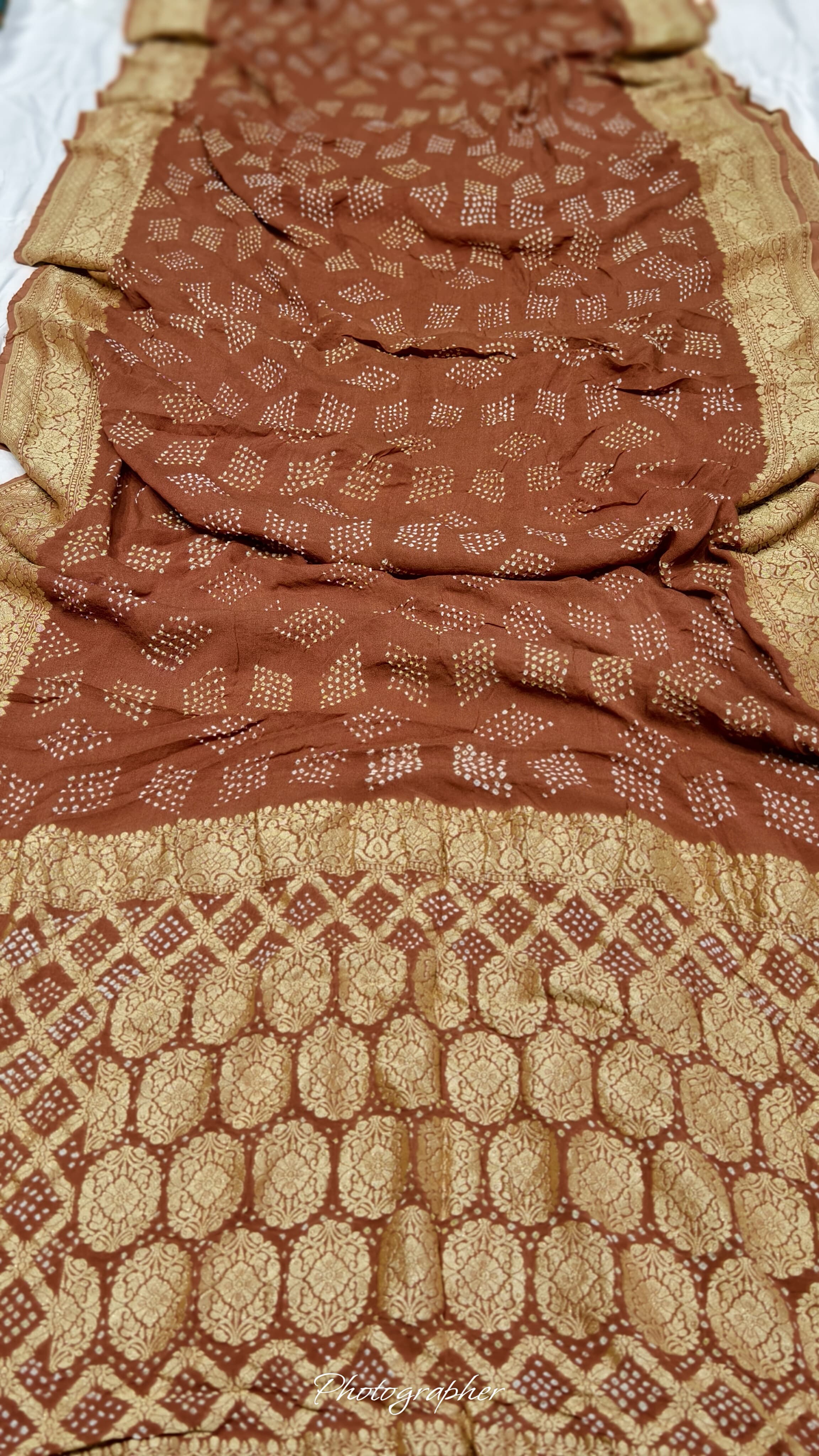 Pure Banarasi Original Georgette Fabric with Pure Hand Rai Bandej Saree