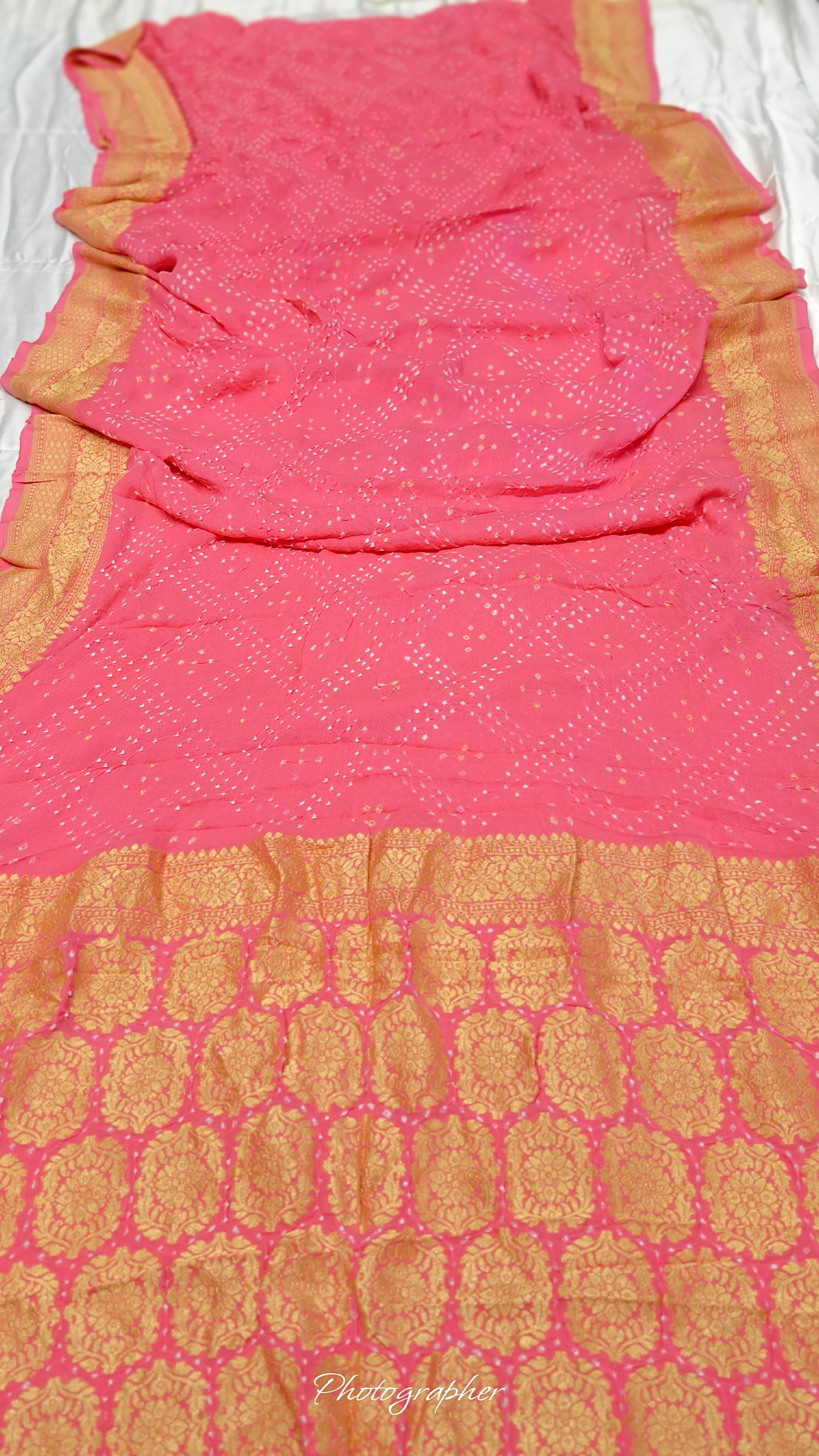 Pure Banarasi Original Georgette Fabric with Pure Hand Rai Bandej Saree