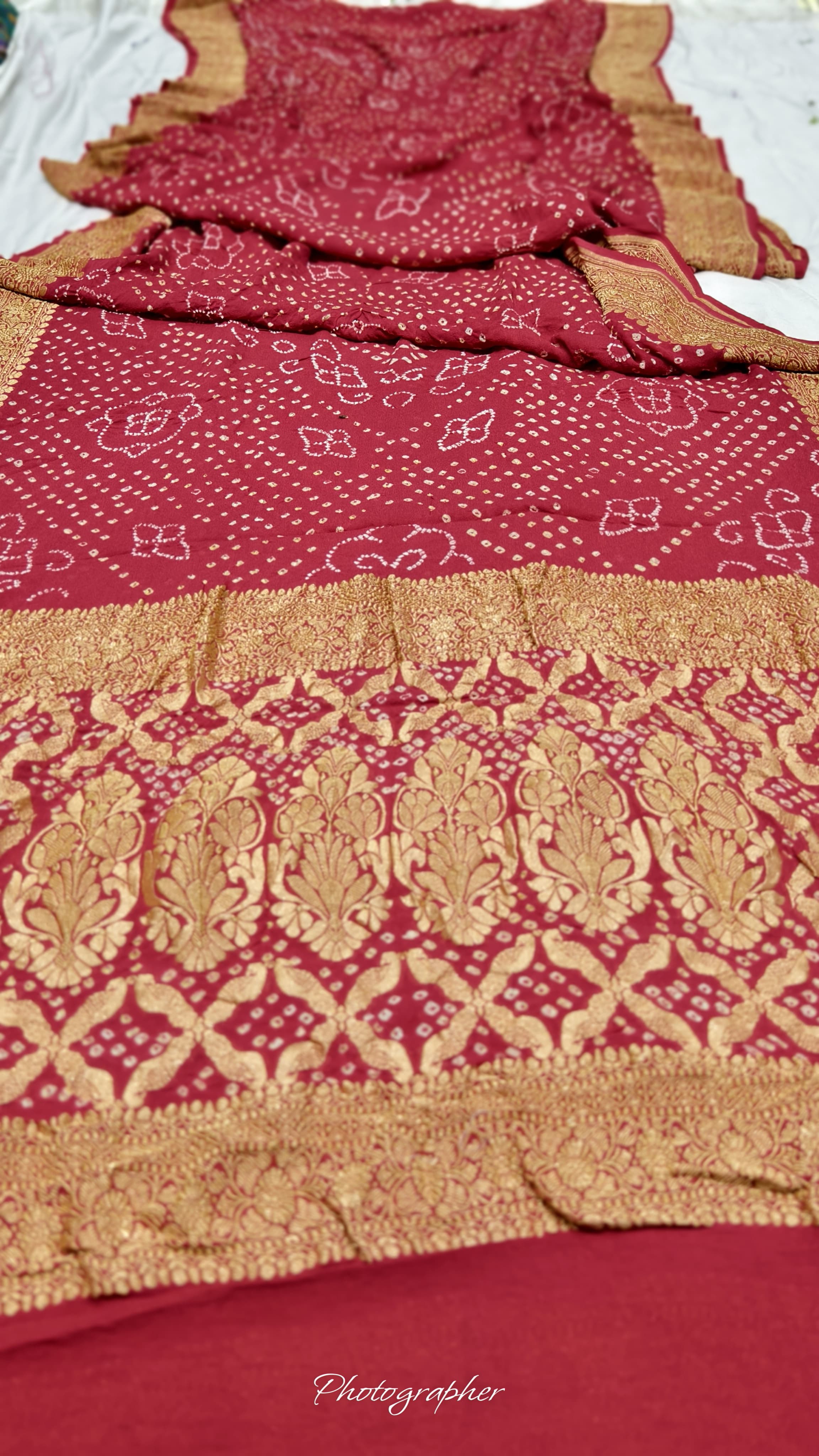 Pure Banarasi Original Georgette Fabric with Pure Hand Rai Bandej Saree