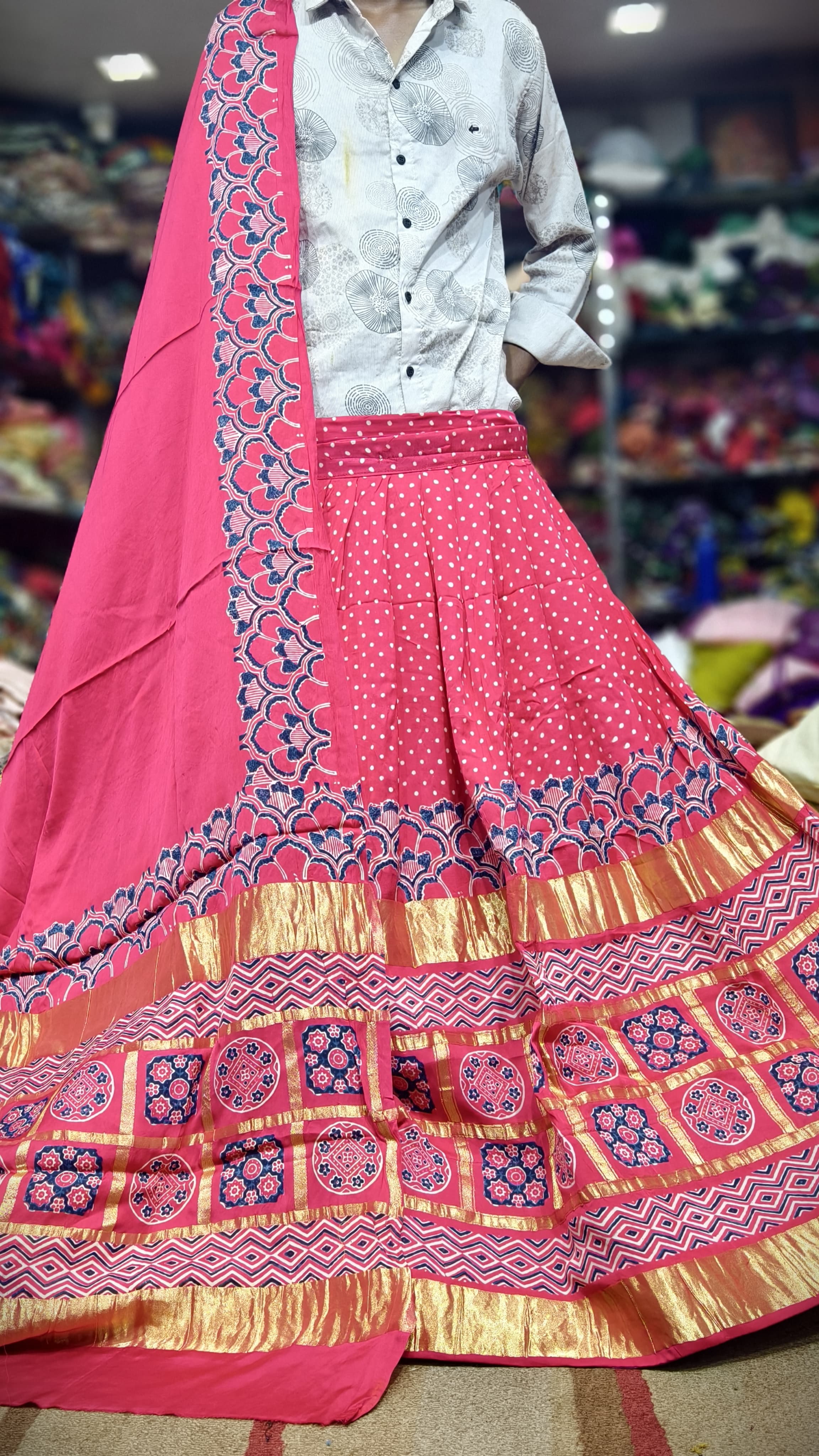 Pure Gaji Silk Chaniya Choli with Heavy Lagdi Pallu