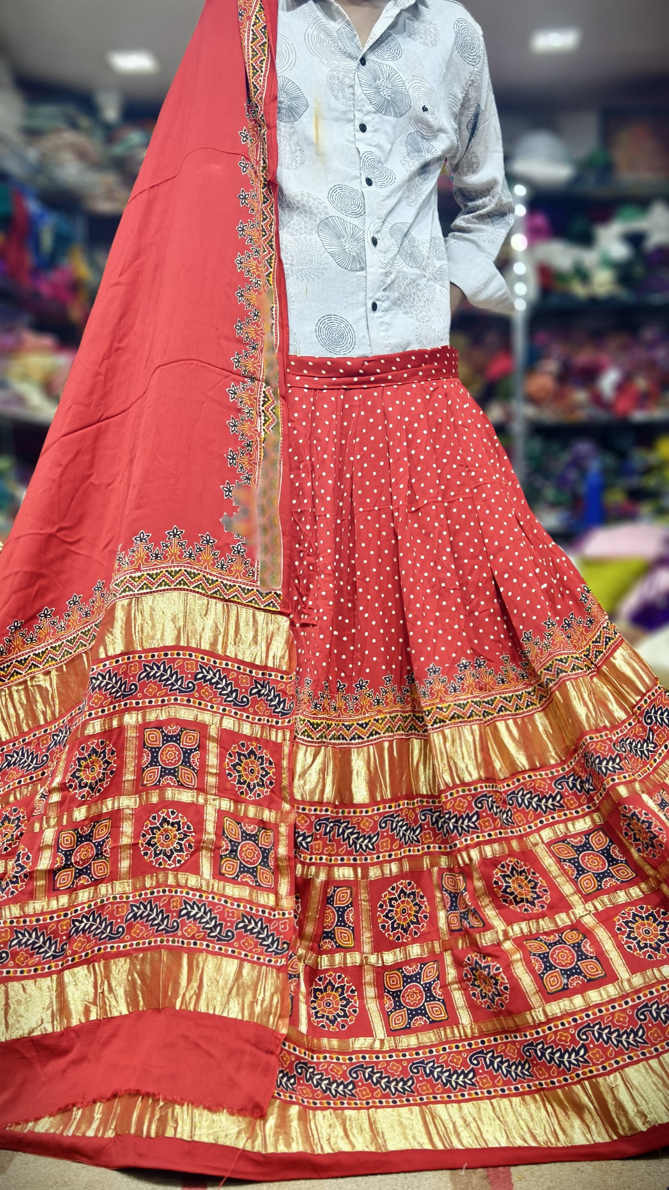 Pure Gaji Silk Chaniya Choli with Heavy Lagdi Pallu
