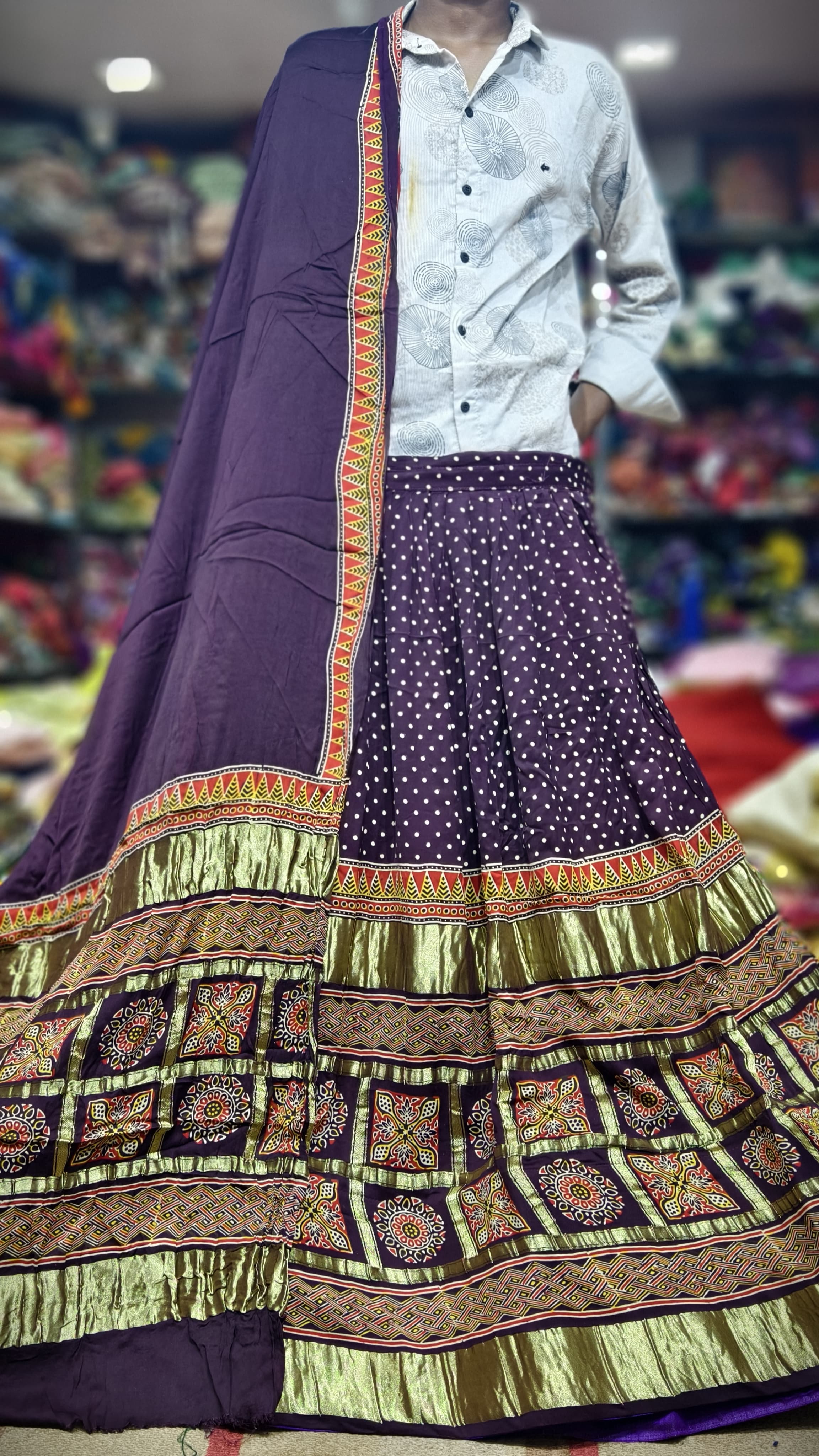 Pure Gaji Silk Chaniya Choli with Heavy Lagdi Pallu