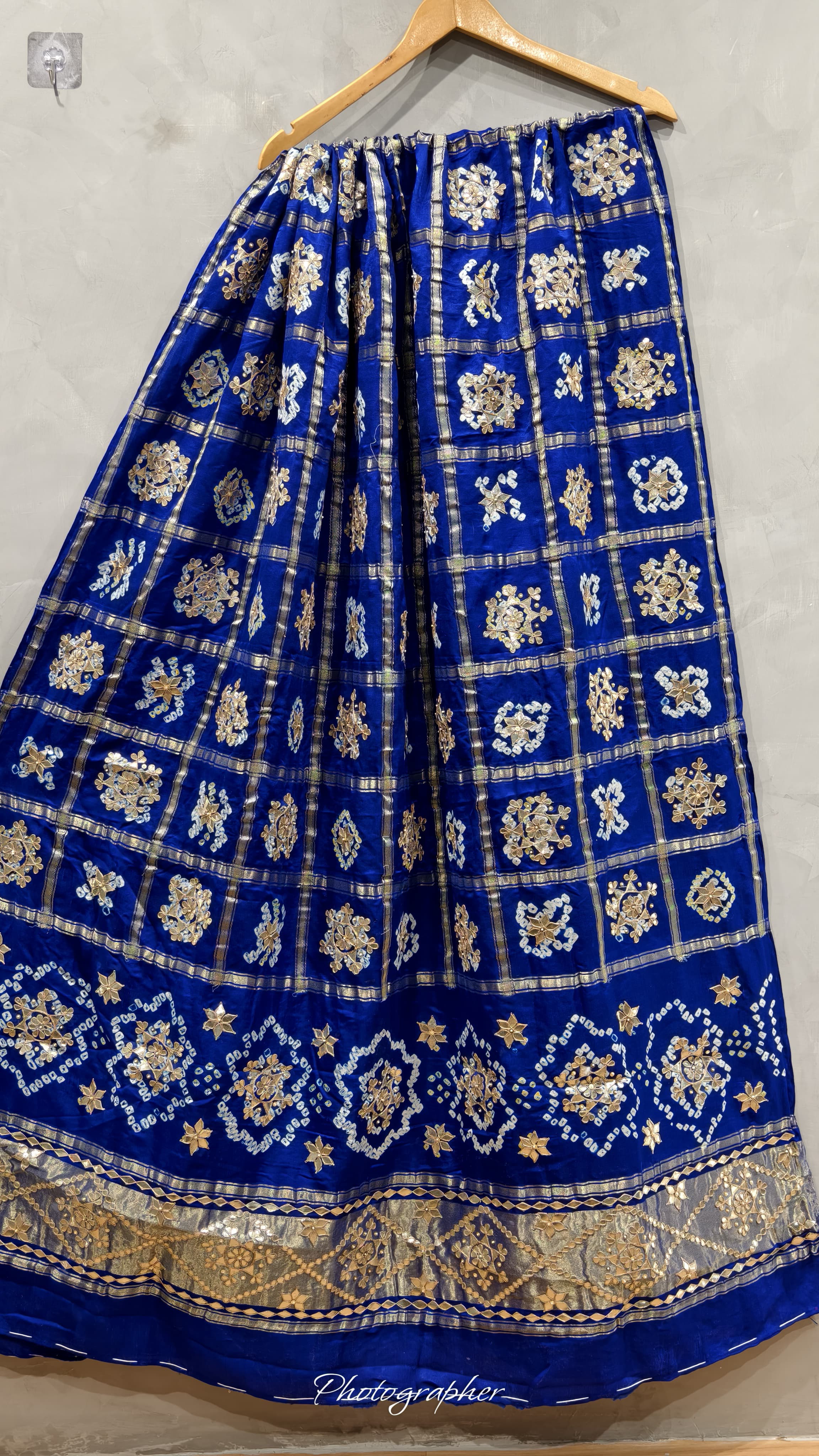 Pure Gaji Silk Hand Bandej Chex Gharchola Dupatta With Lagdi Patta With Heavy Work