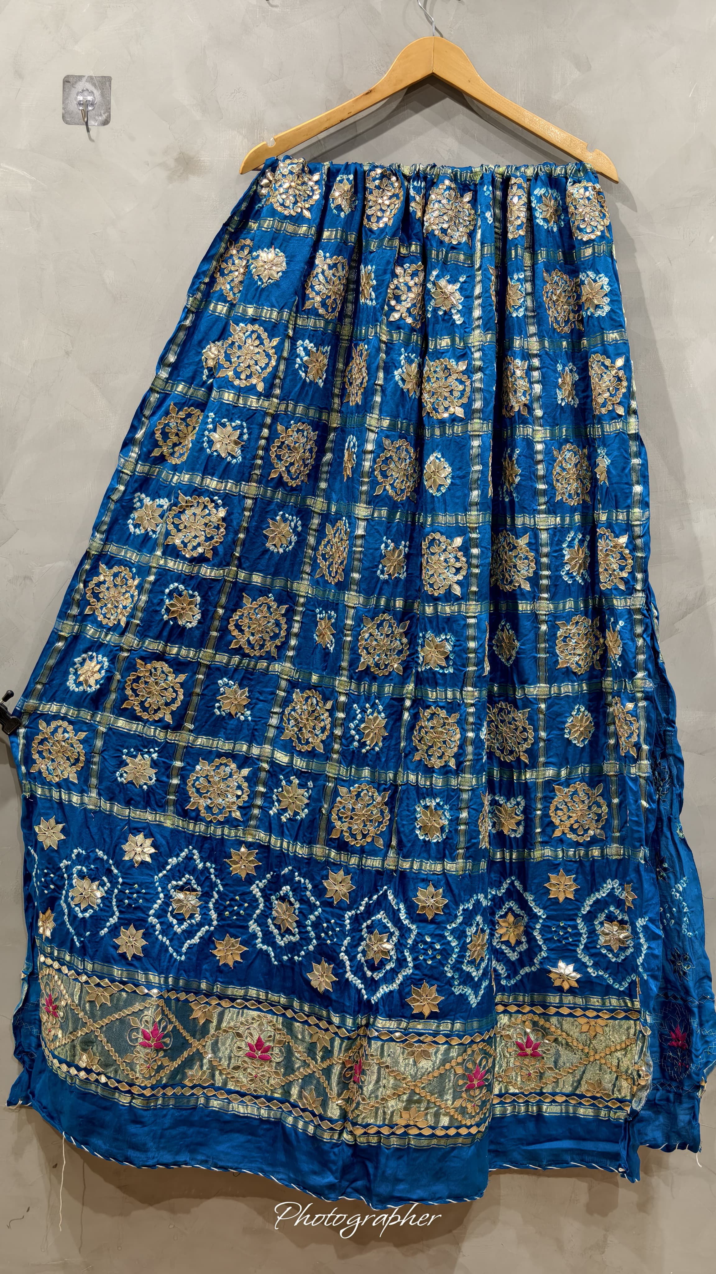 Pure Gaji Silk Hand Bandej Chex Gharchola Dupatta With Lagdi Patta With Heavy Work