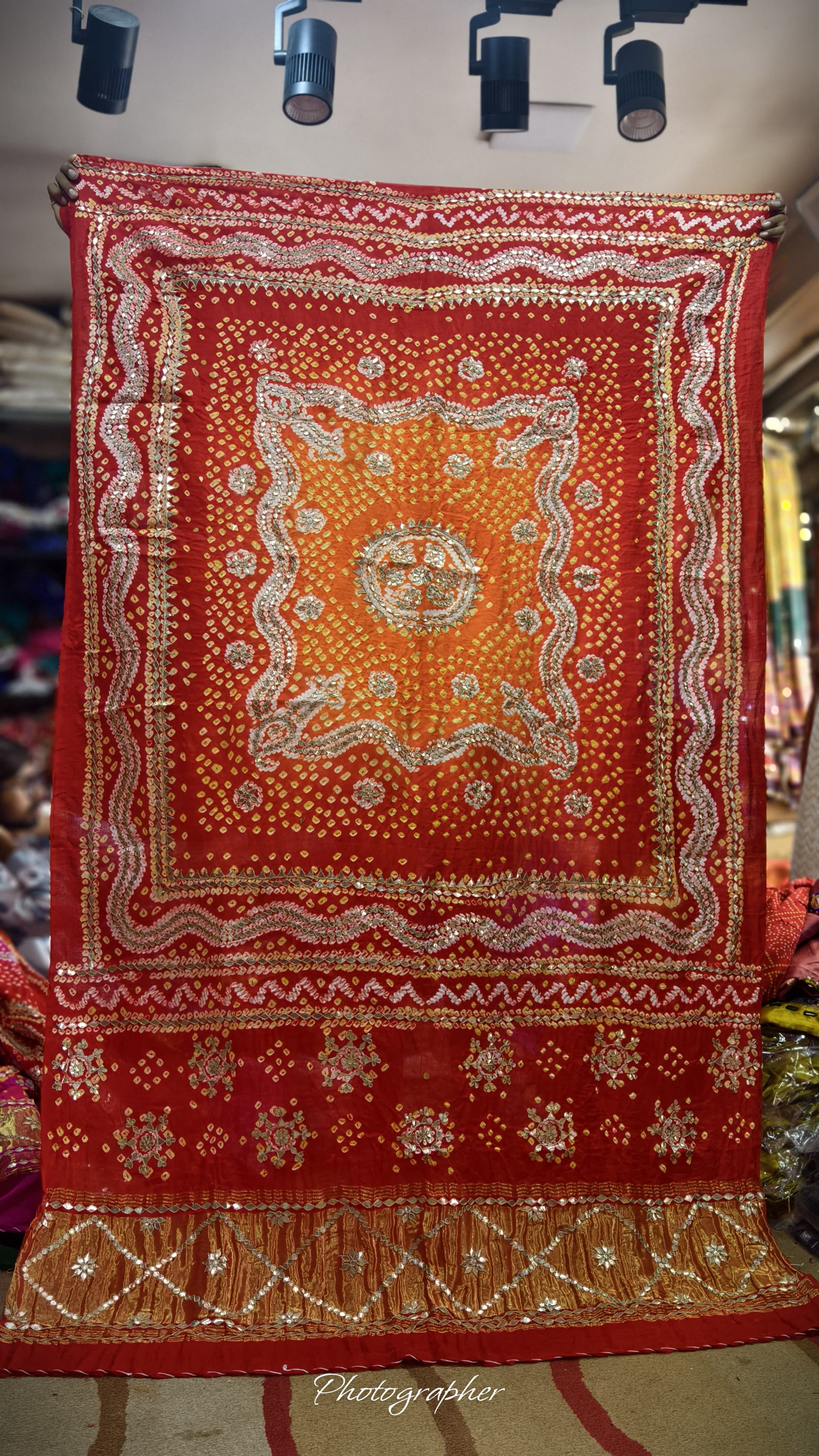 Pure Gaji Silk Hand  Bandej Dupata With Lagdi Patta With Puree Gotaa Patti Hand Work Original Dupatta