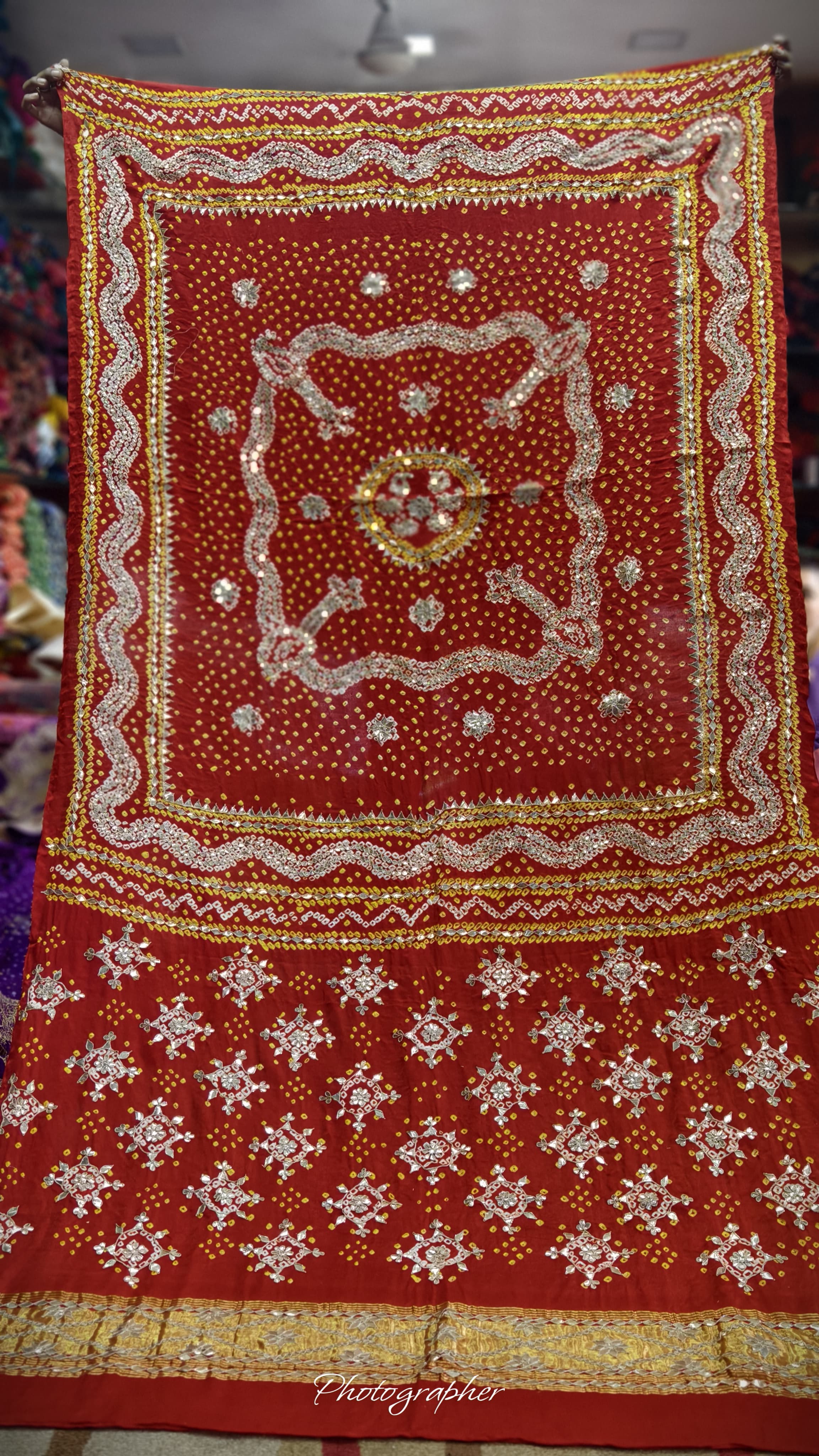 Pure Gaji Silk Hand  Bandej Dupata With Lagdi Patta With Puree Gotaa Patti Hand Work Original Dupatta