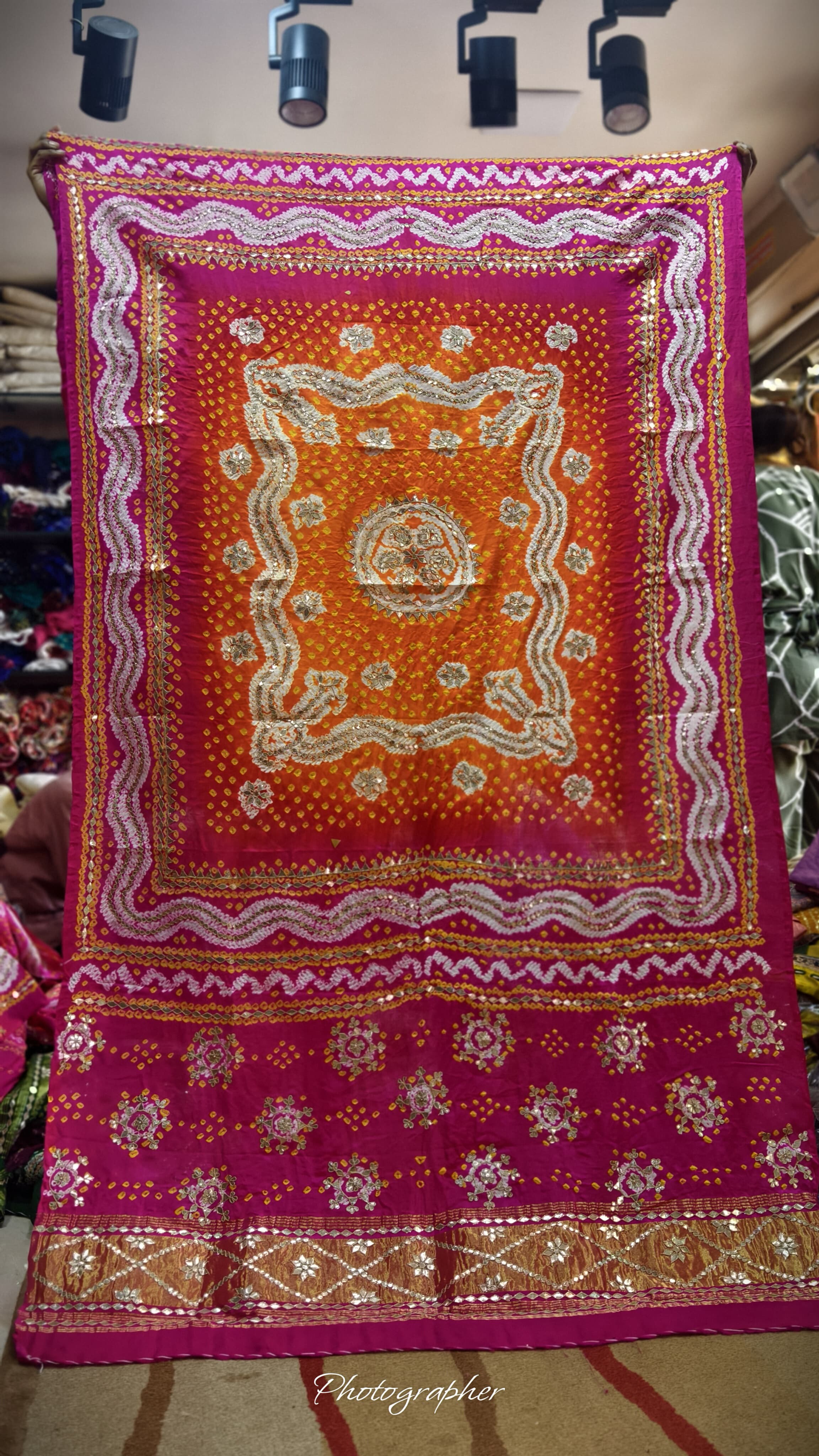 Pure Gaji Silk Hand  Bandej Dupata With Lagdi Patta With Puree Gotaa Patti Hand Work Original Dupatta