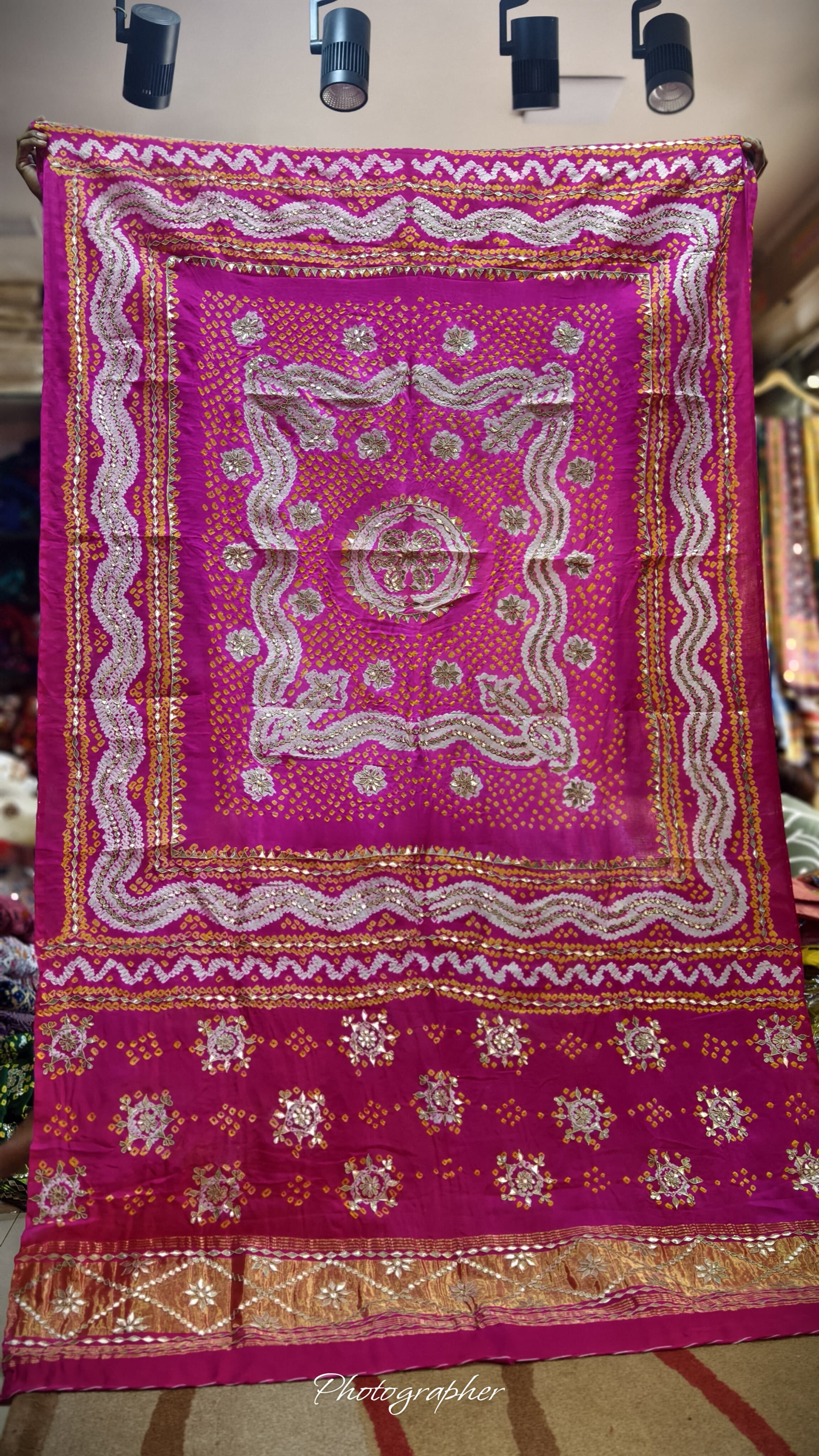 Pure Gaji Silk Hand  Bandej Dupata With Lagdi Patta With Puree Gotaa Patti Hand Work Original Dupatta