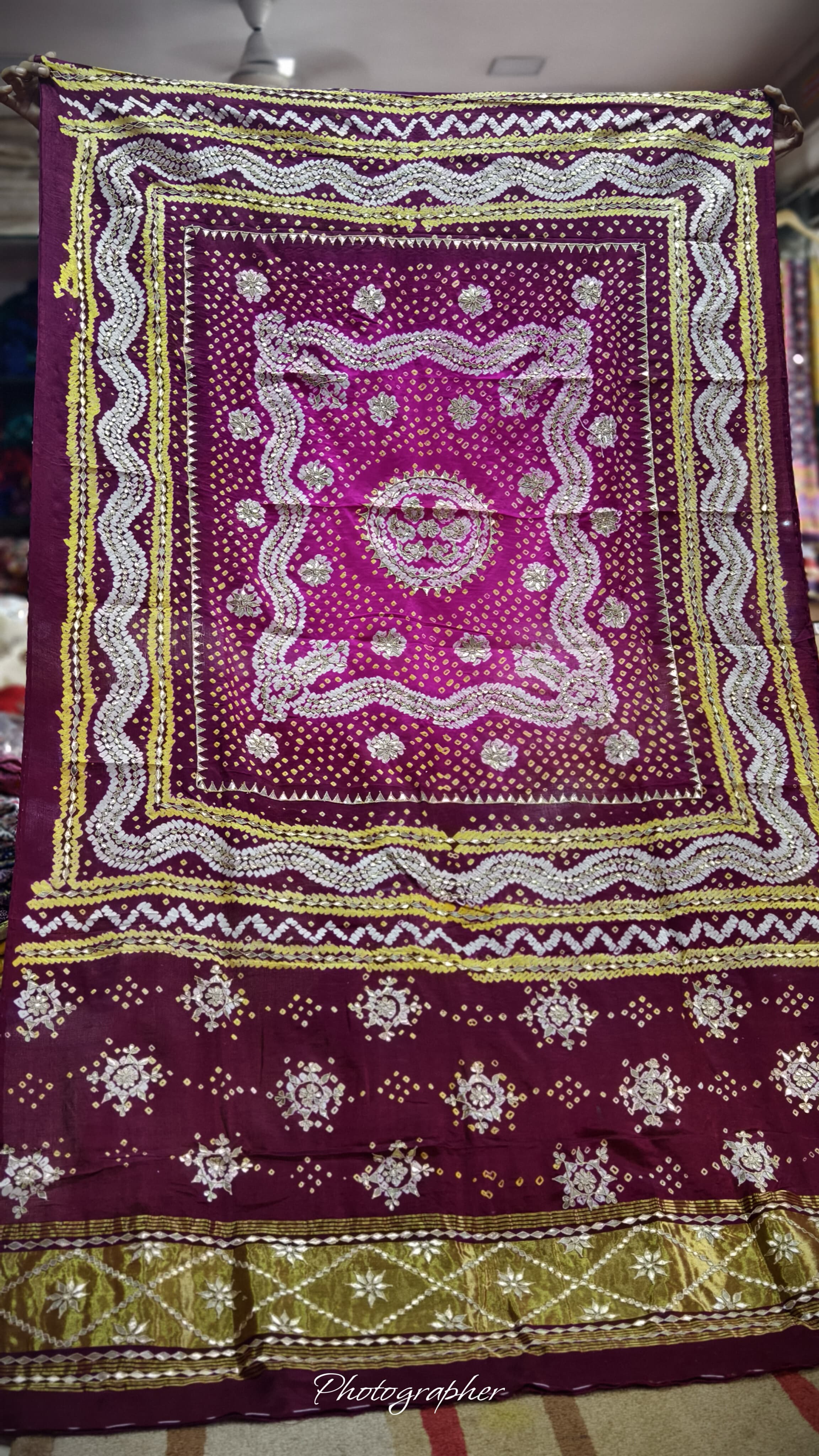 Pure Gaji Silk Hand  Bandej Dupata With Lagdi Patta With Puree Gotaa Patti Hand Work Original Dupatta