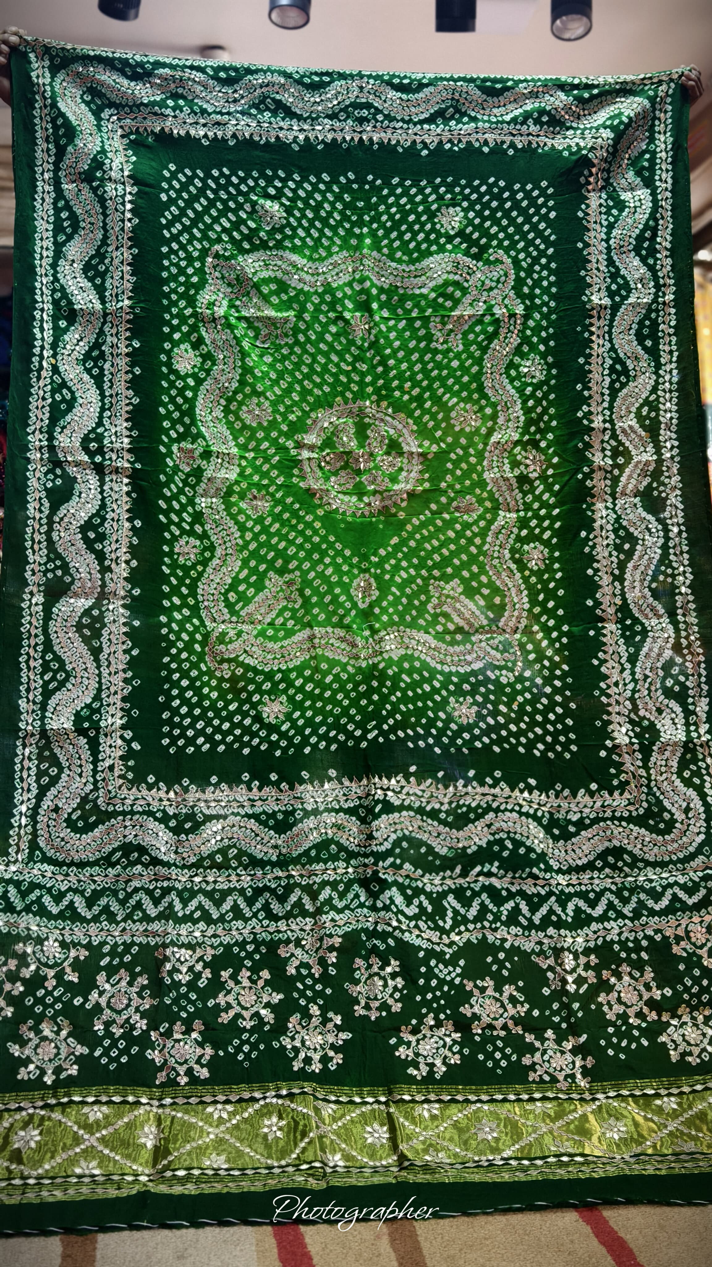 Pure Gaji Silk Hand  Bandej Dupata With Lagdi Patta With Puree Gotaa Patti Hand Work Original Dupatta